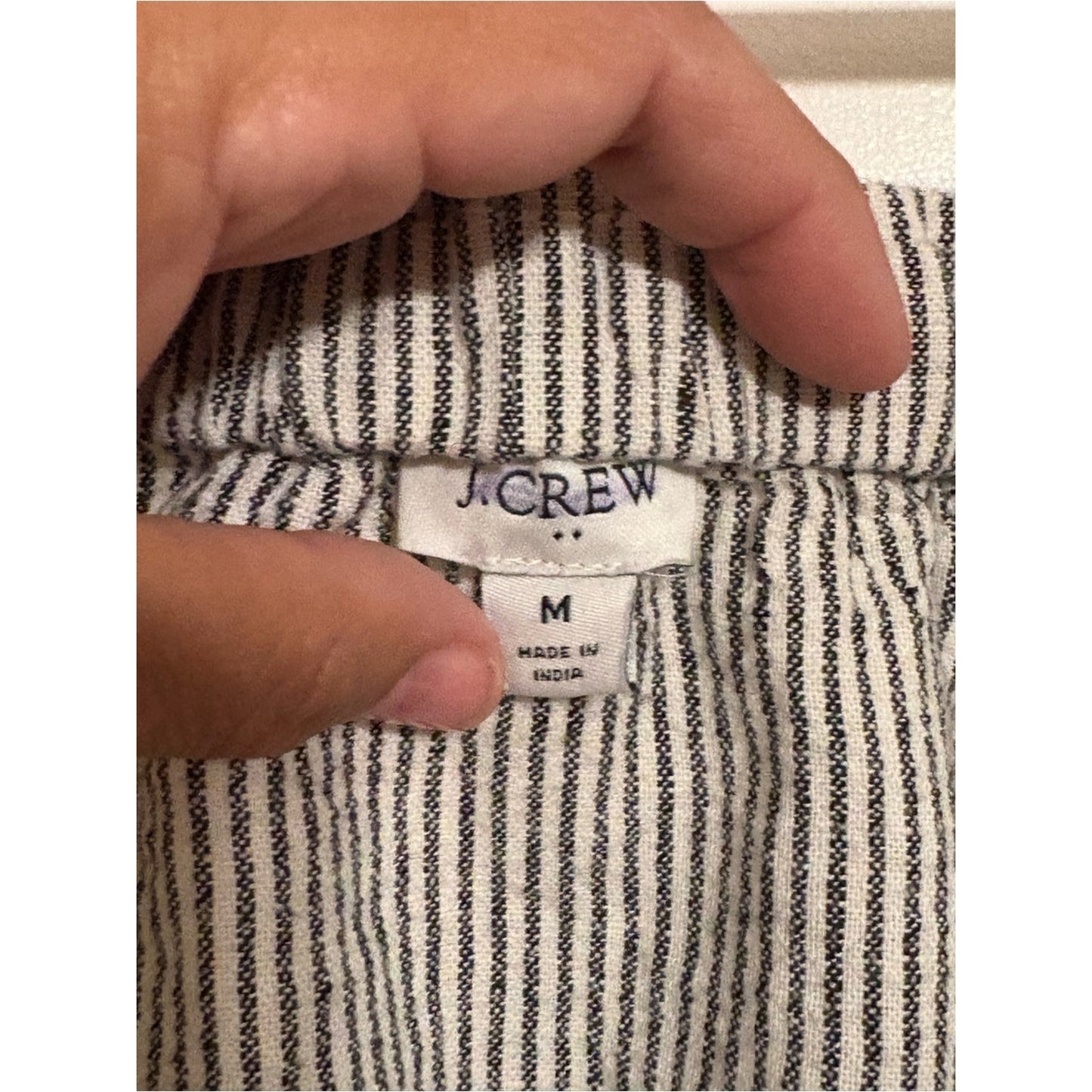 J. Crew Black and White Striped Button Tank