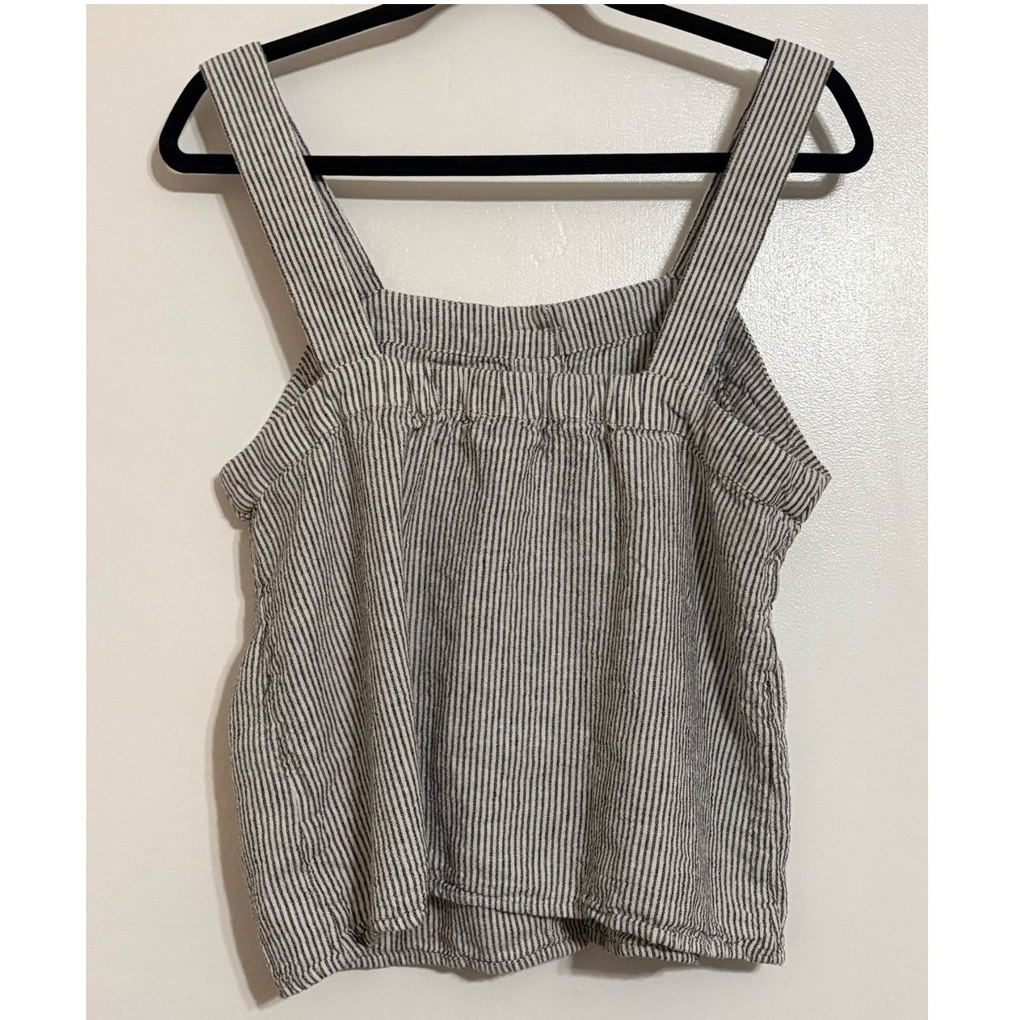 J. Crew Black and White Striped Button Tank