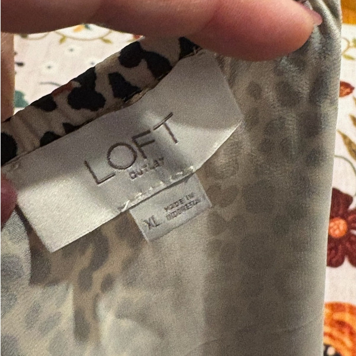 LOFT Beige and Black Leopard Print A-Line Skirt