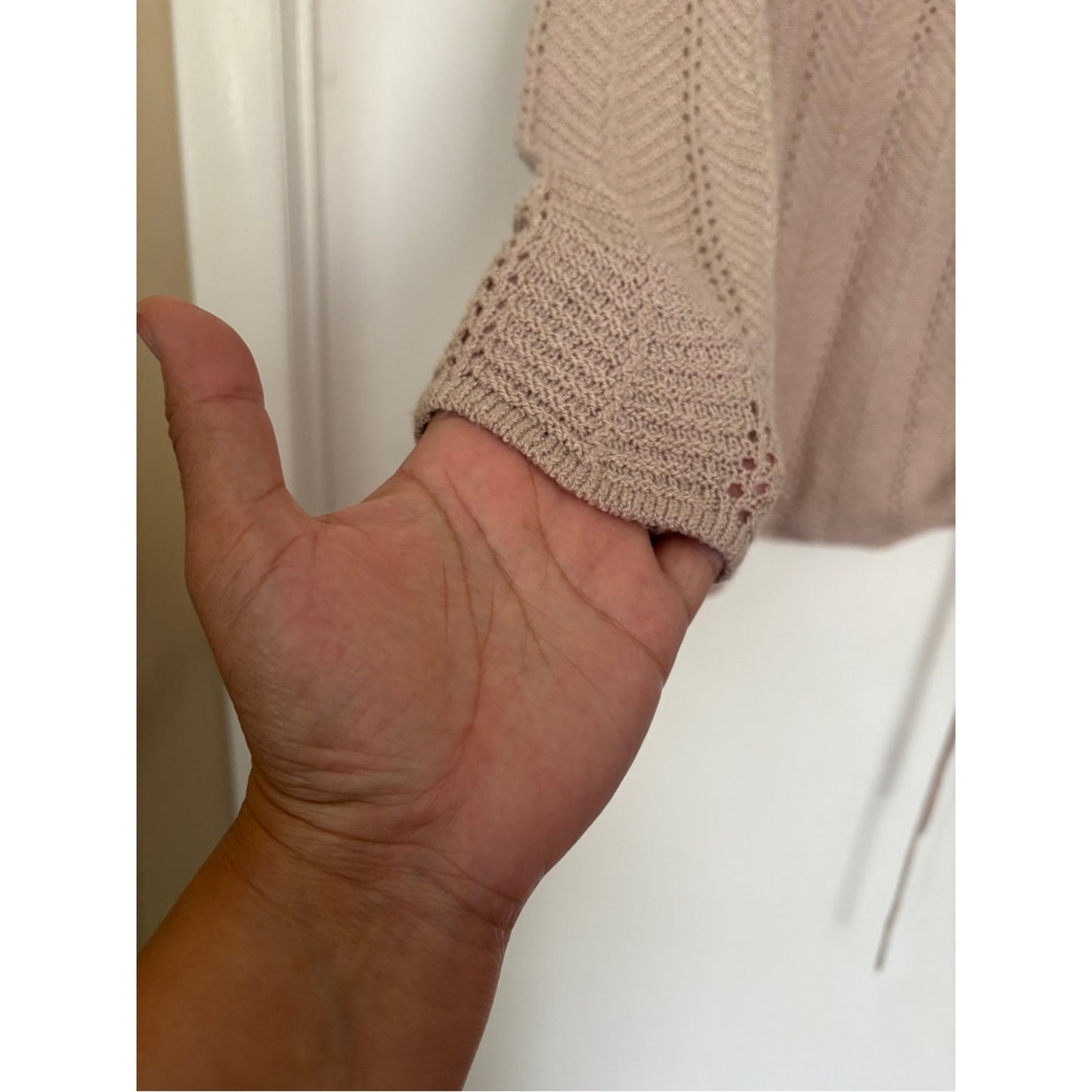 NY Collection Beige Scoop Neck Knit Sweater