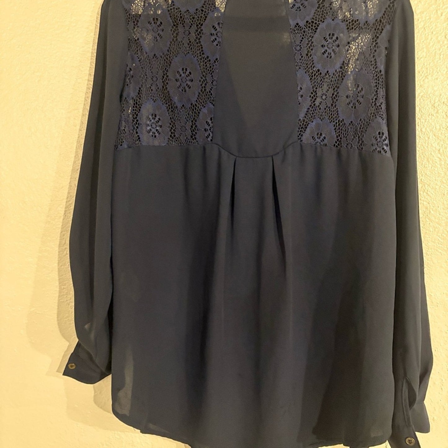 Xhilaration Navy Lace-Yoke V-Neck Tunic Top