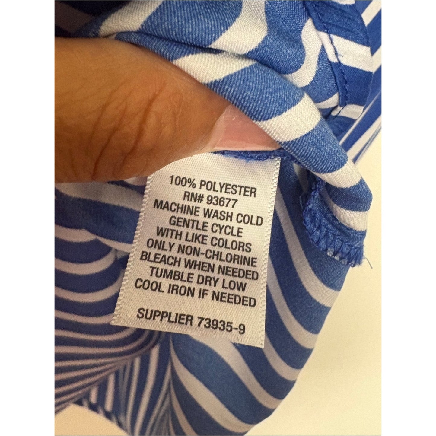LC Lauren Conrad Blue and White Vertical Stripe Short Sleeve Blouse