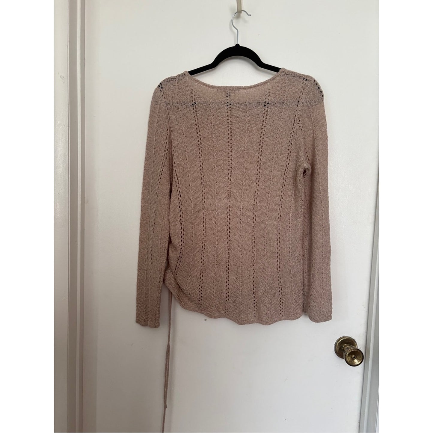 NY Collection Beige Scoop Neck Knit Sweater