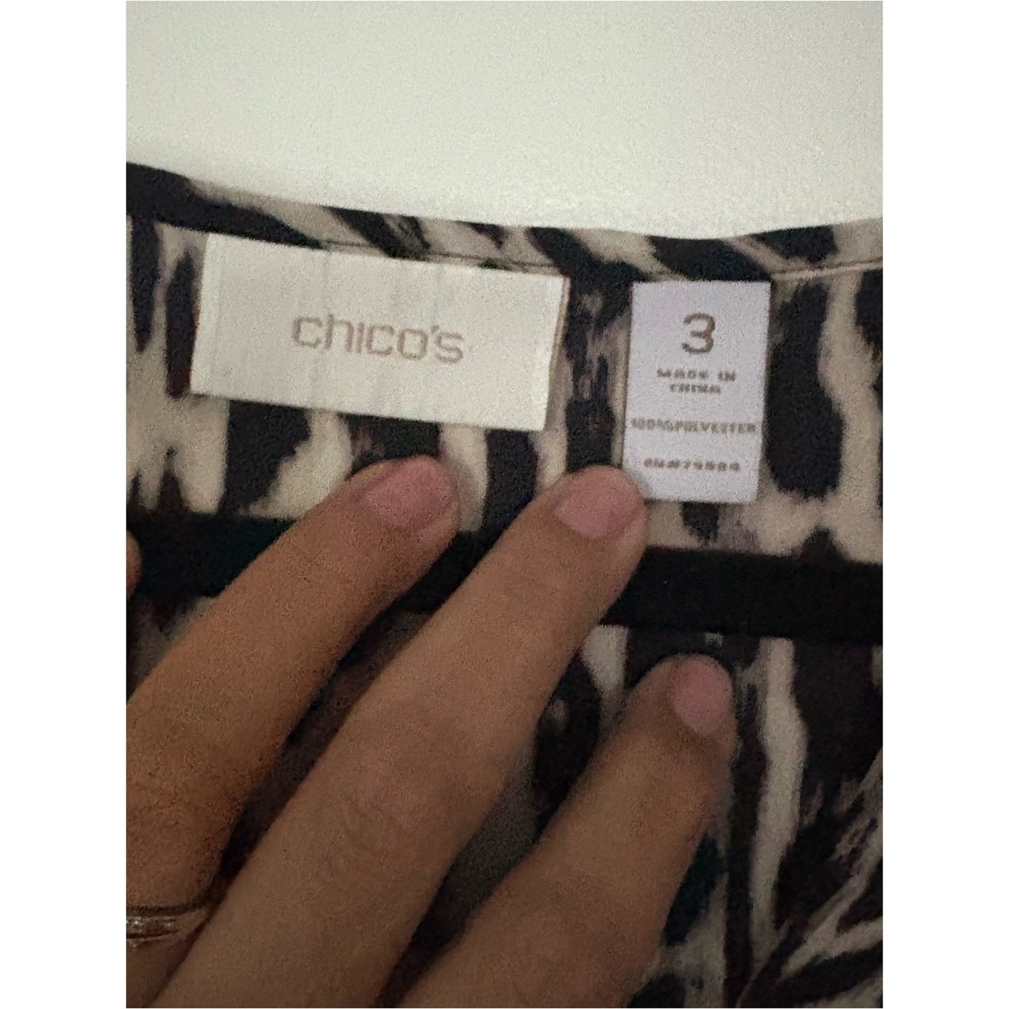 Chico's Black and Cream Animal Print Sleeveless V-Neck Camisole