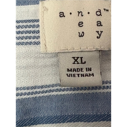 a new day Blue & White Striped Button-Down Shirt - Lightweight Relaxed Fit