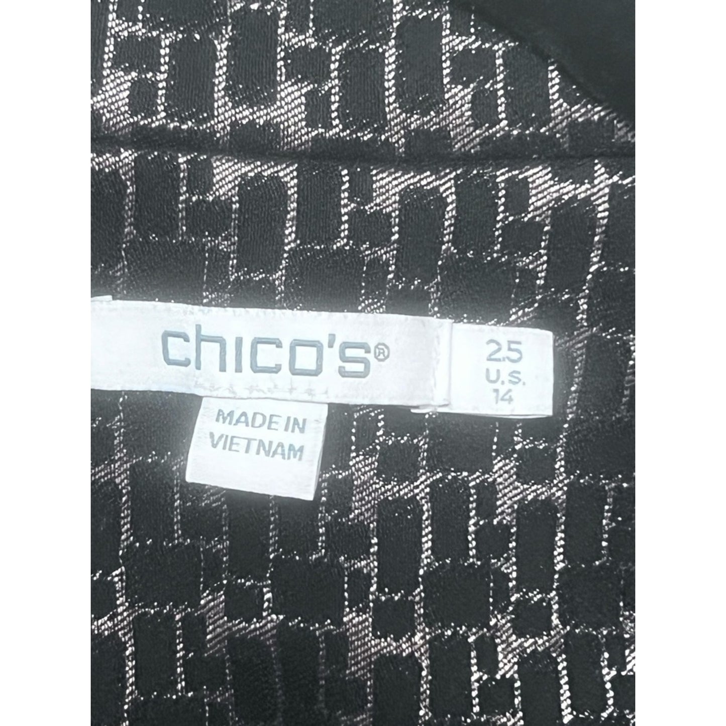 Chico's Black and Silver Metallic Tweed Blazer