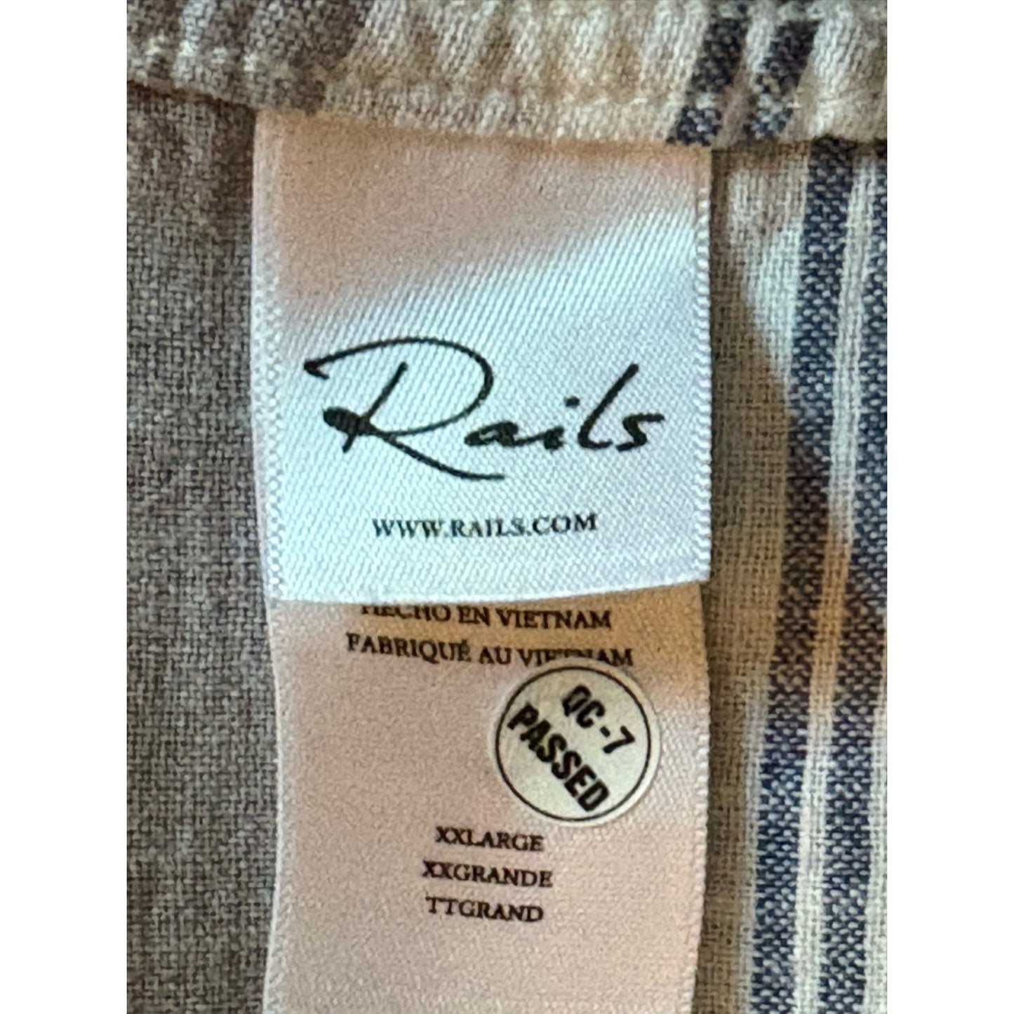 Rails Blue and White Striped Short Sleeve Button-Up Blouse