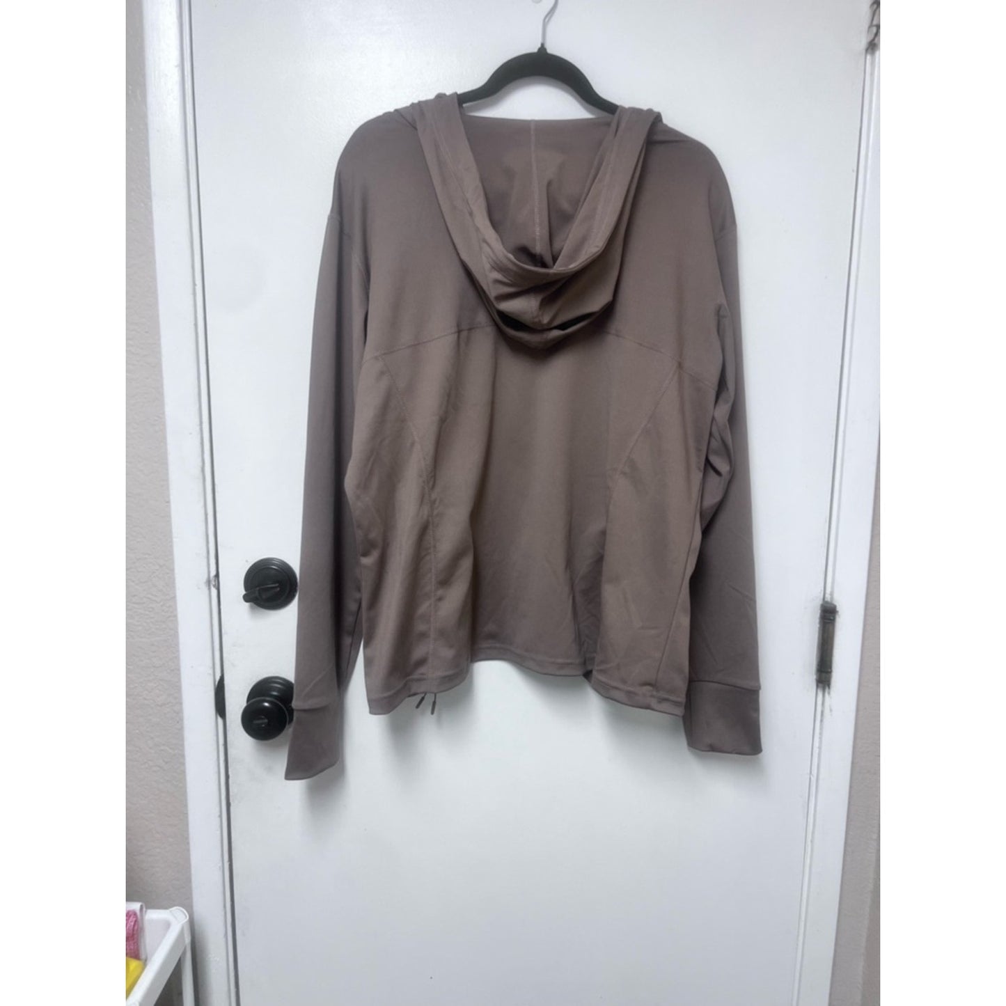 Women's Taupe Hooded Varsity Jacket