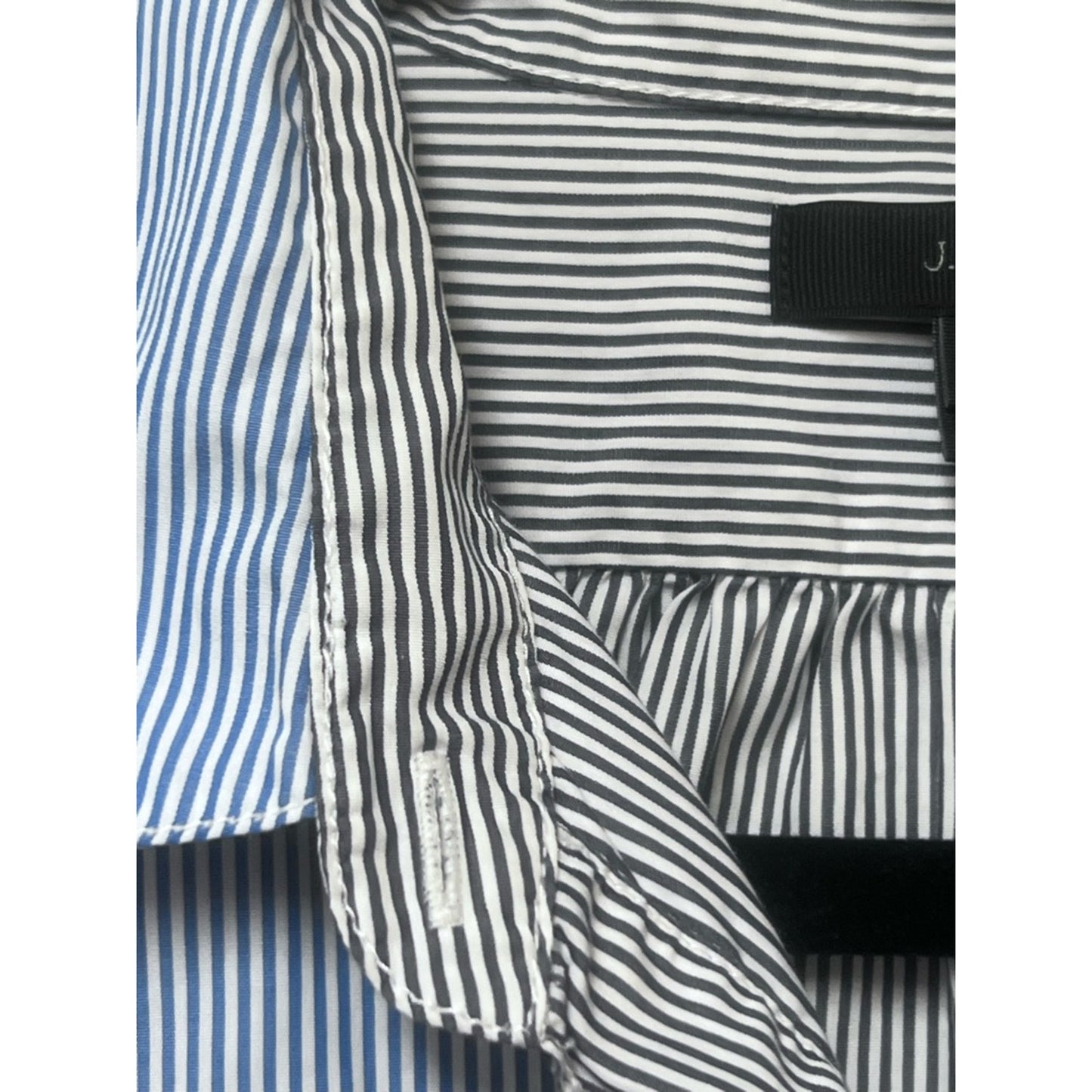 JCrew Blue and White Striped Button-Front Shirt with Blue Bib