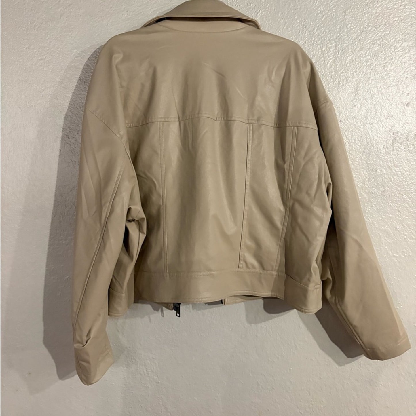 Forever 21 Beige Faux Leather Zip Jacket