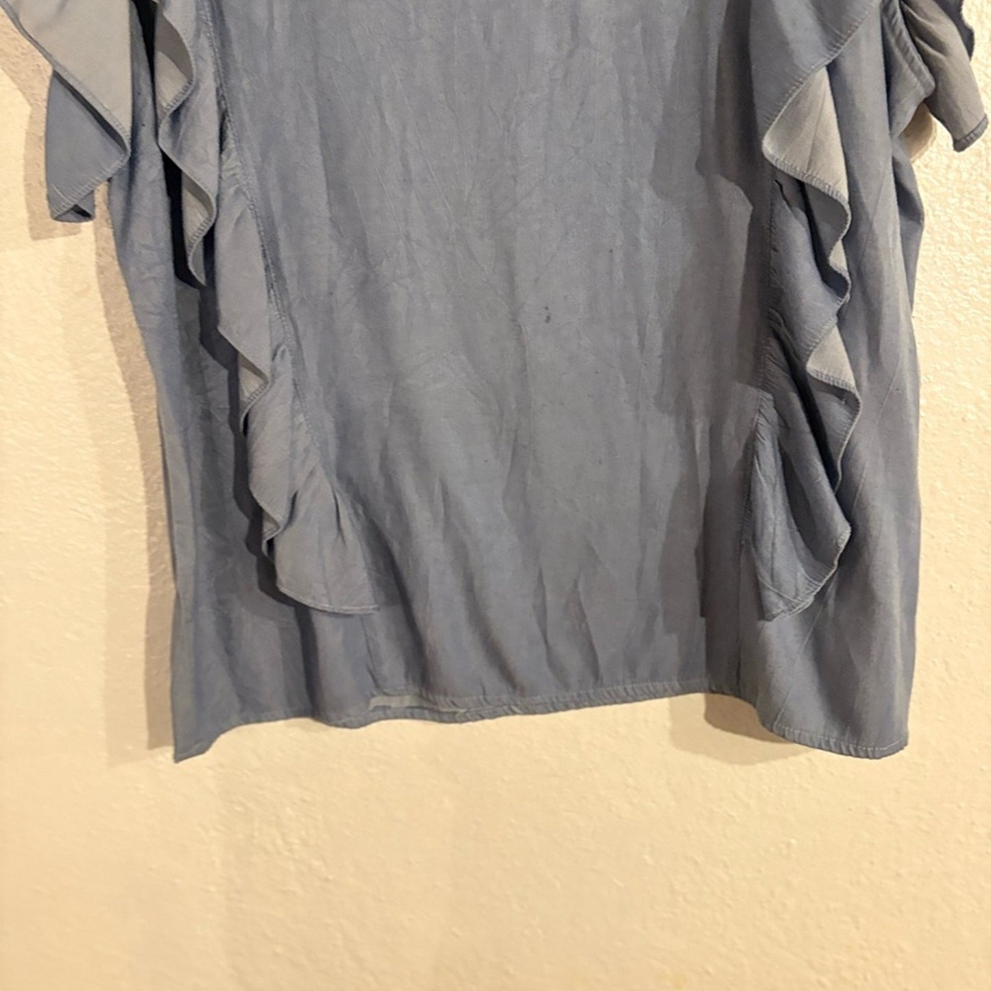 Light Blue Ruffle-Sleeve Women's Tunic Top