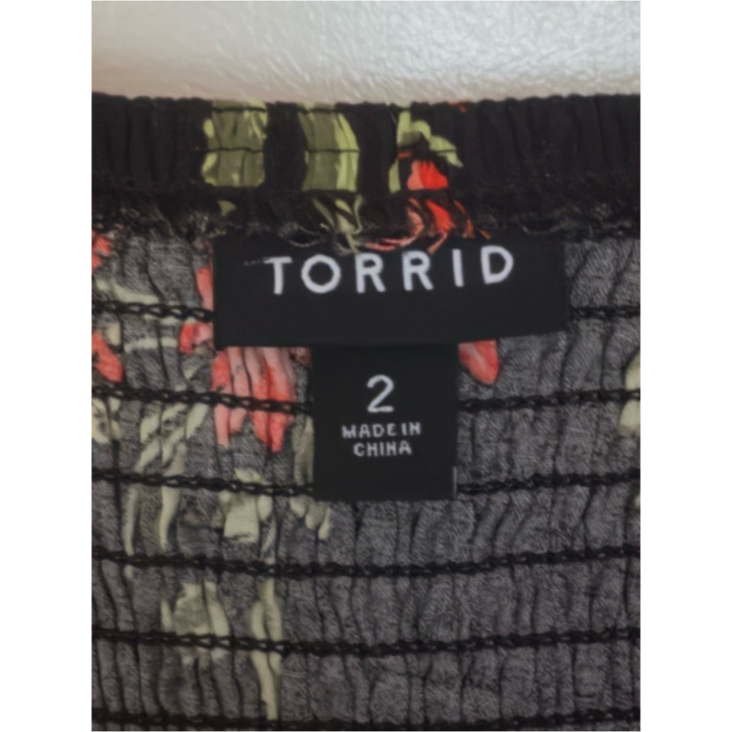torrid Black Floral Camisole with Pink Red and Green Accents