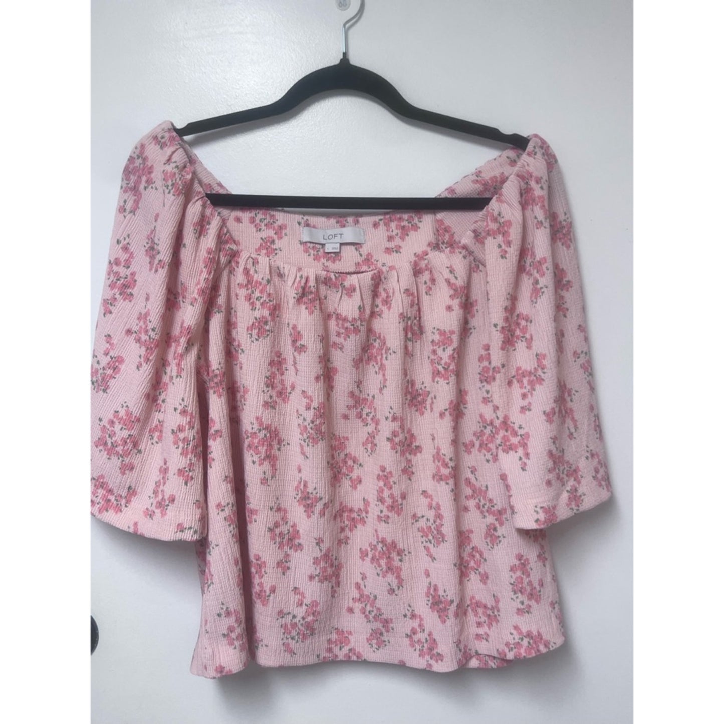 LOFT Pink Floral Peasant Blouse