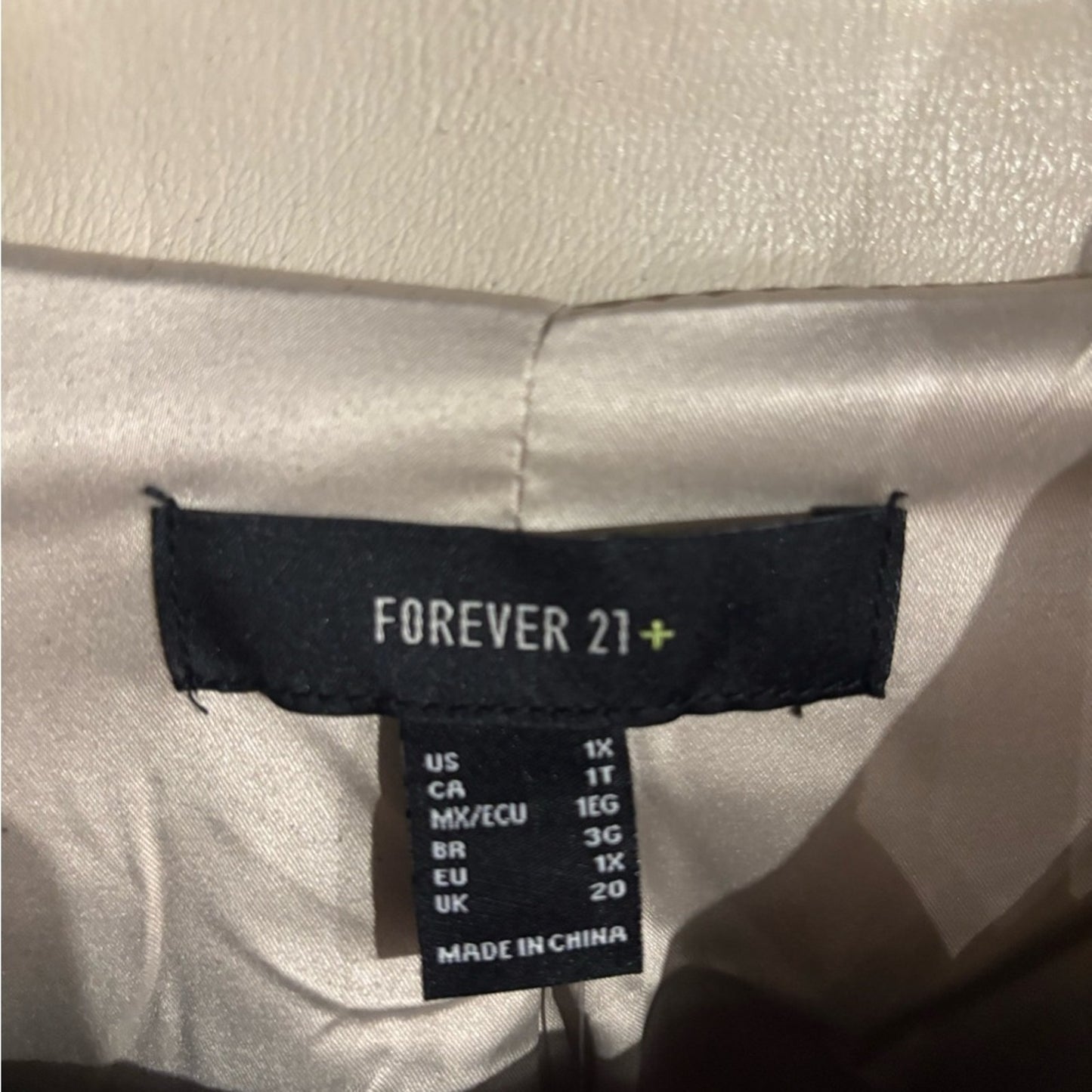 Forever 21 Beige Faux Leather Zip Jacket