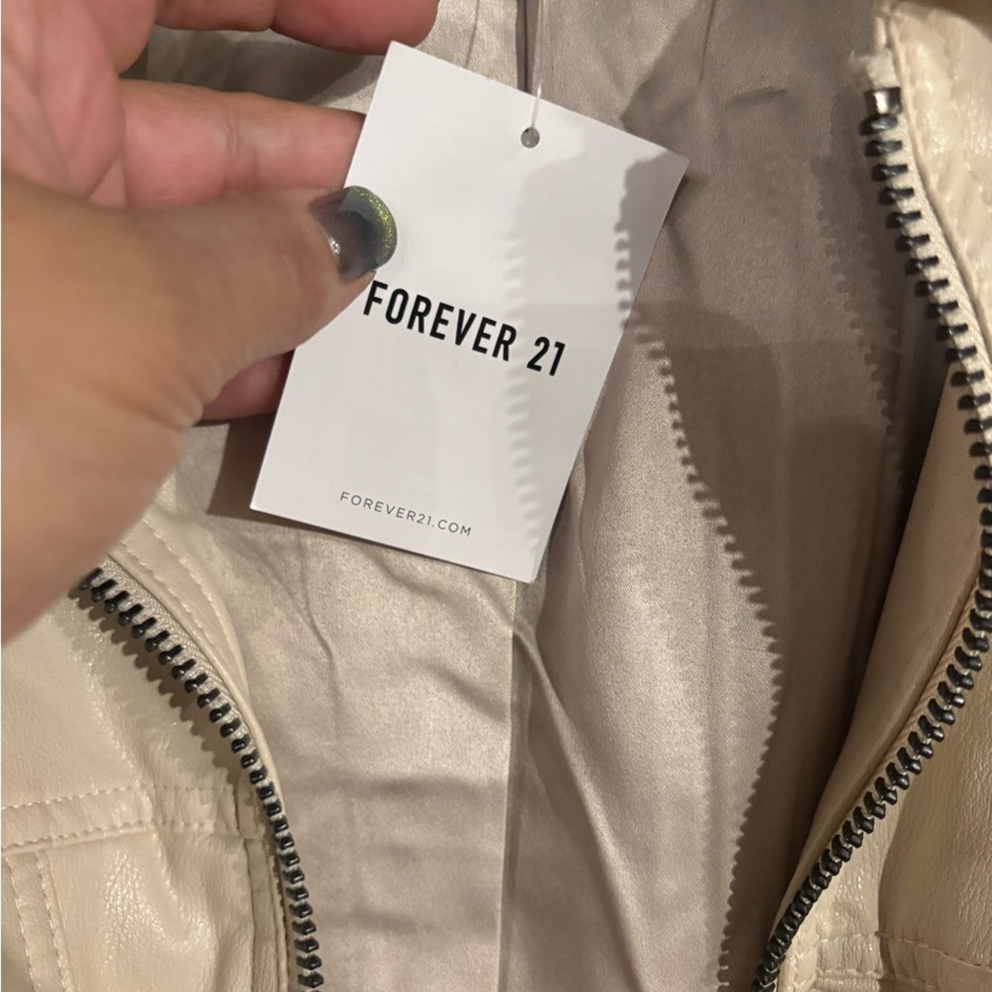 Forever 21 Beige Faux Leather Zip Jacket