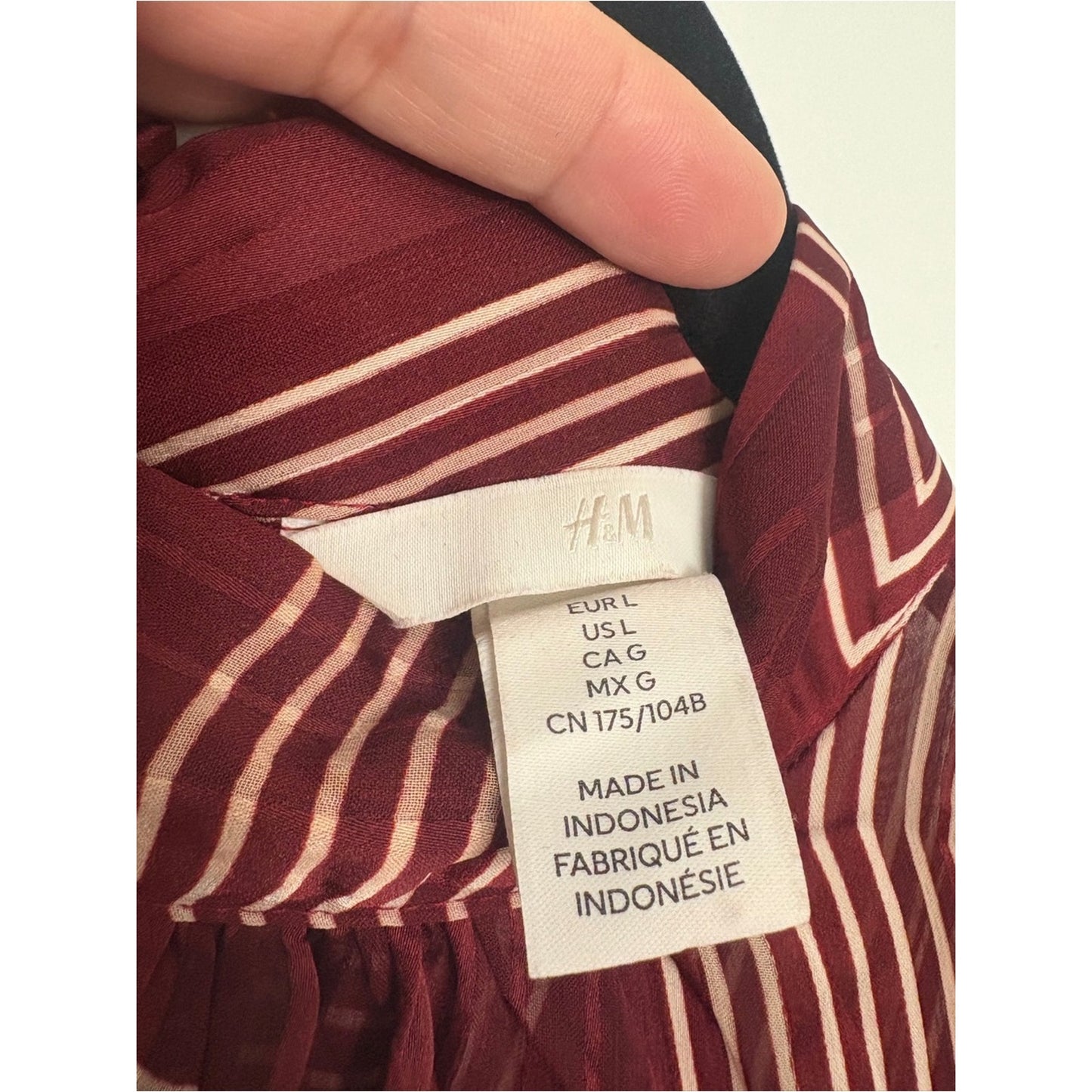 H&M Burgundy Geometric High-Neck Blouse