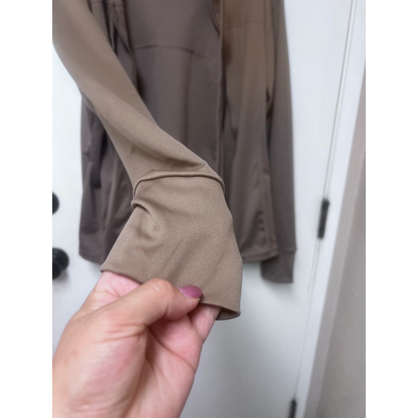 Women's Taupe Hooded Varsity Jacket