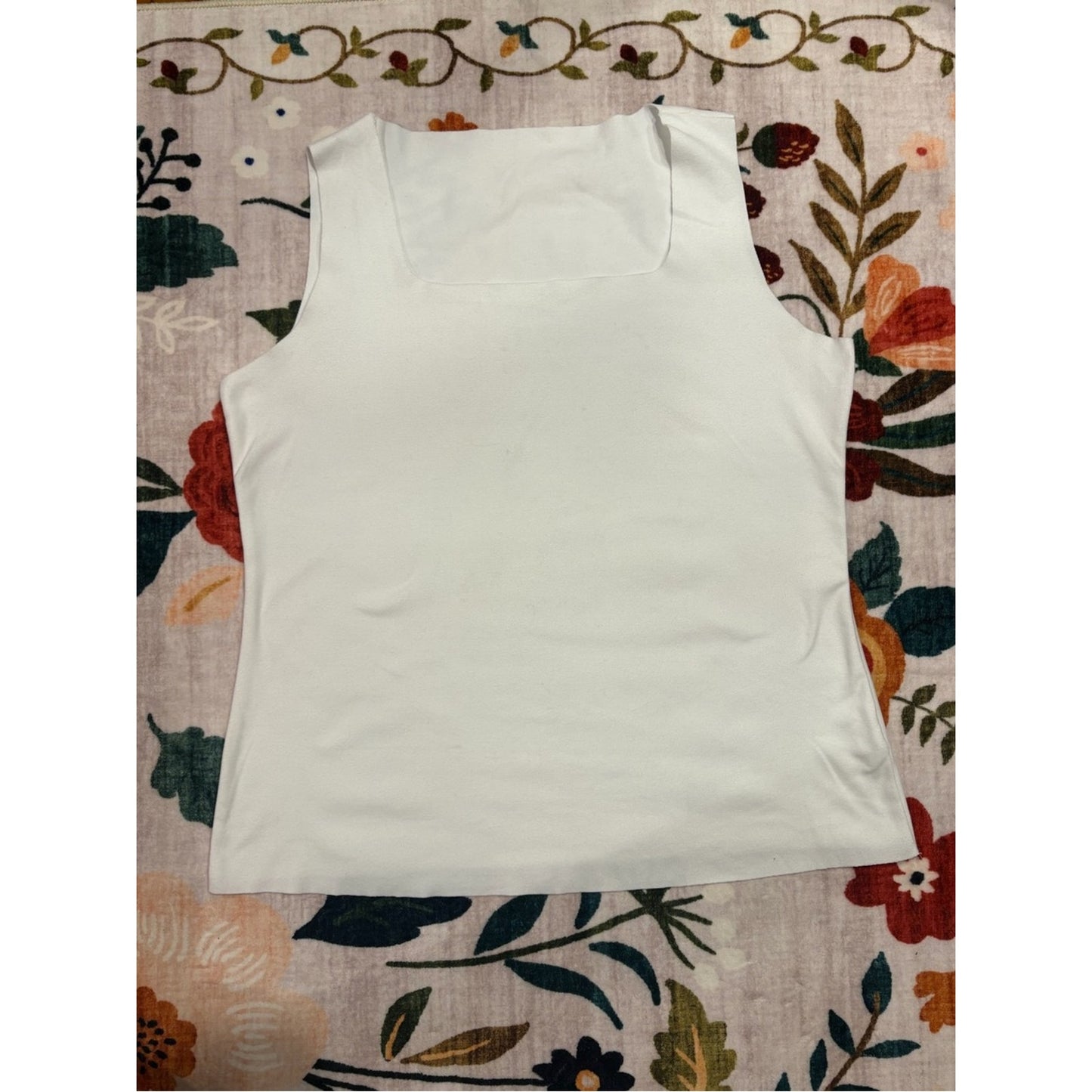 Amazon White Square-Neck Ribbed Tank Top