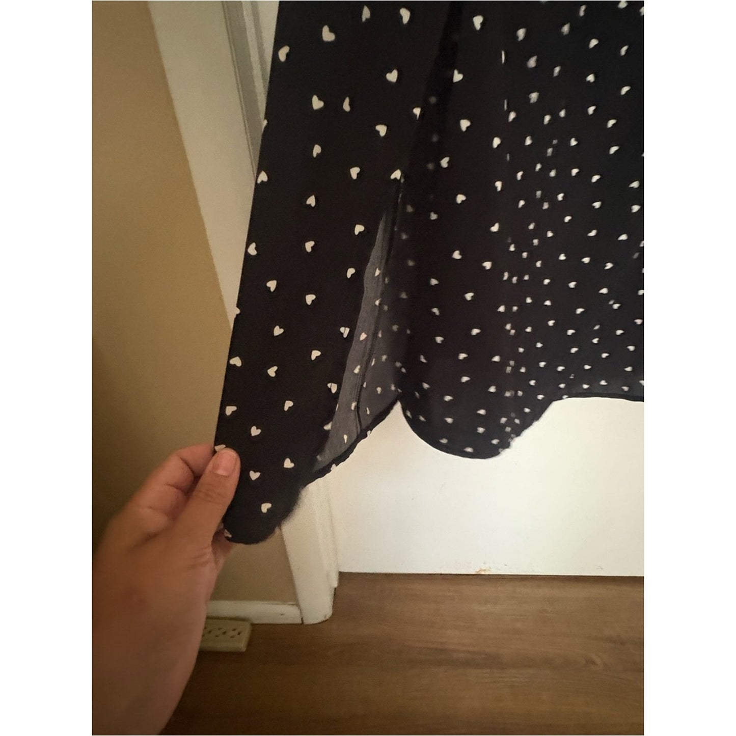 SHEIN Black Midi Dress with White Heart Print