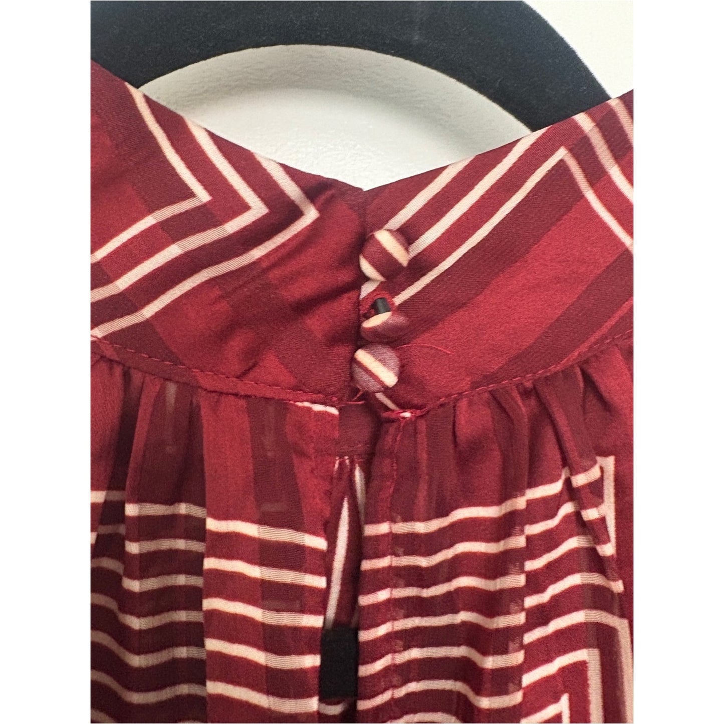 H&M Burgundy Geometric High-Neck Blouse
