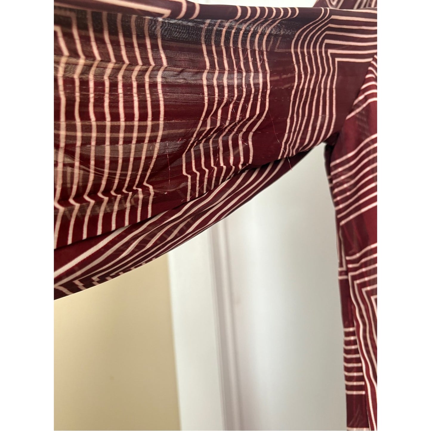 H&M Burgundy Geometric High-Neck Blouse