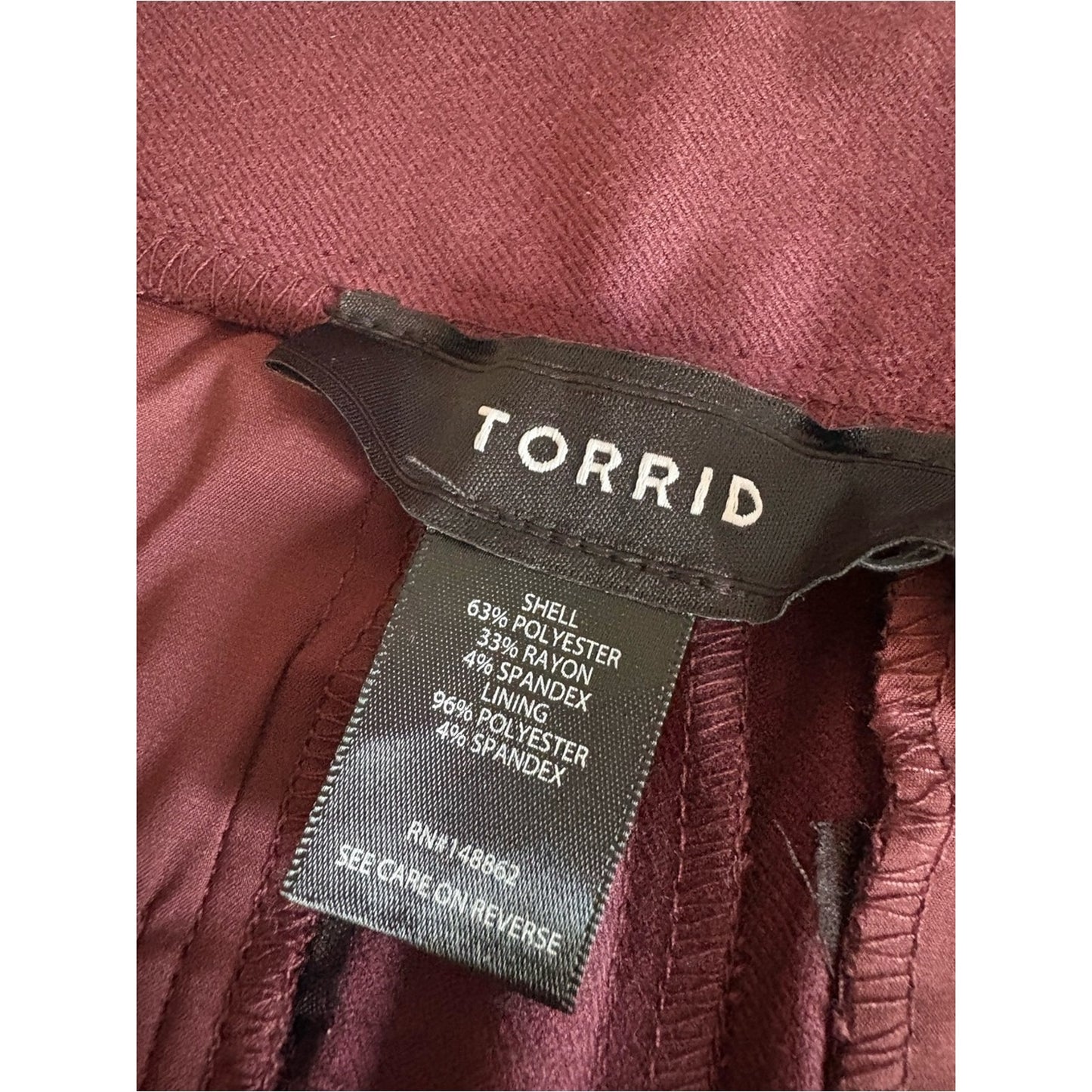 torrid Maroon Pleated High-Rise Trousers