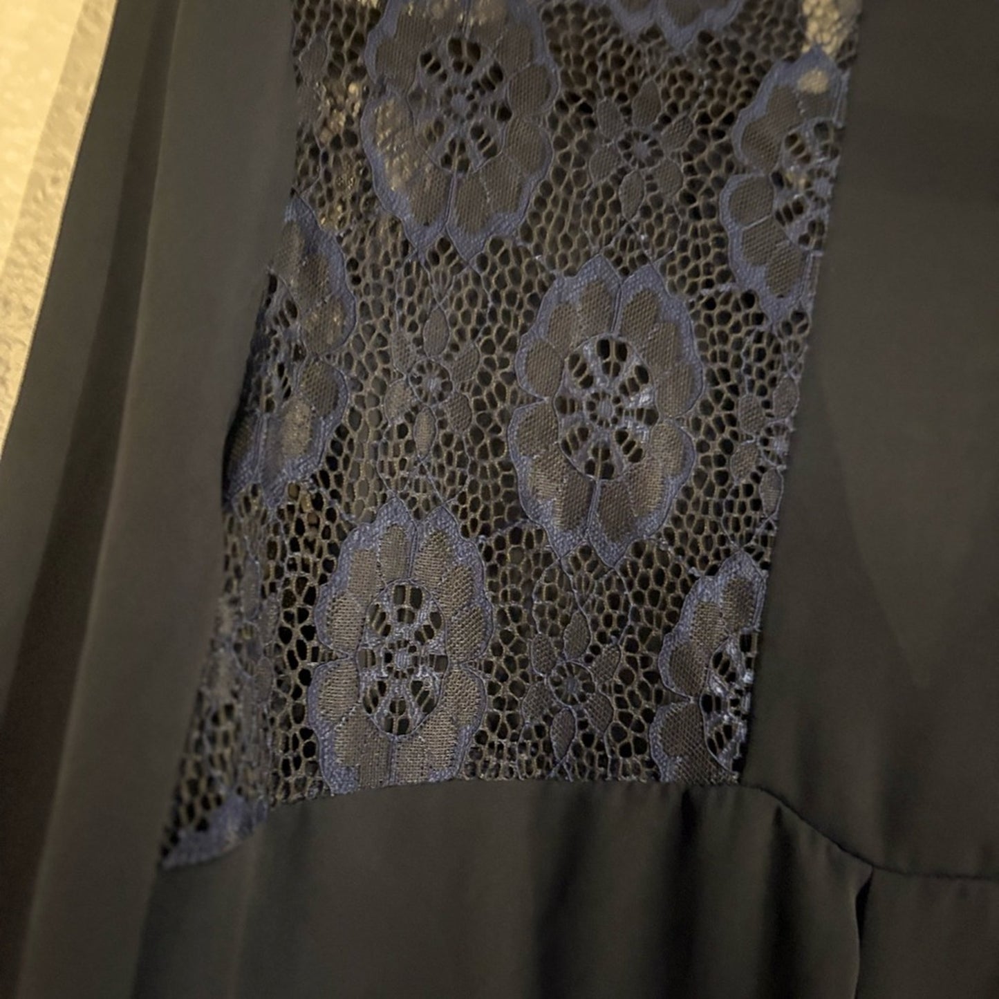 Xhilaration Navy Lace-Yoke V-Neck Tunic Top