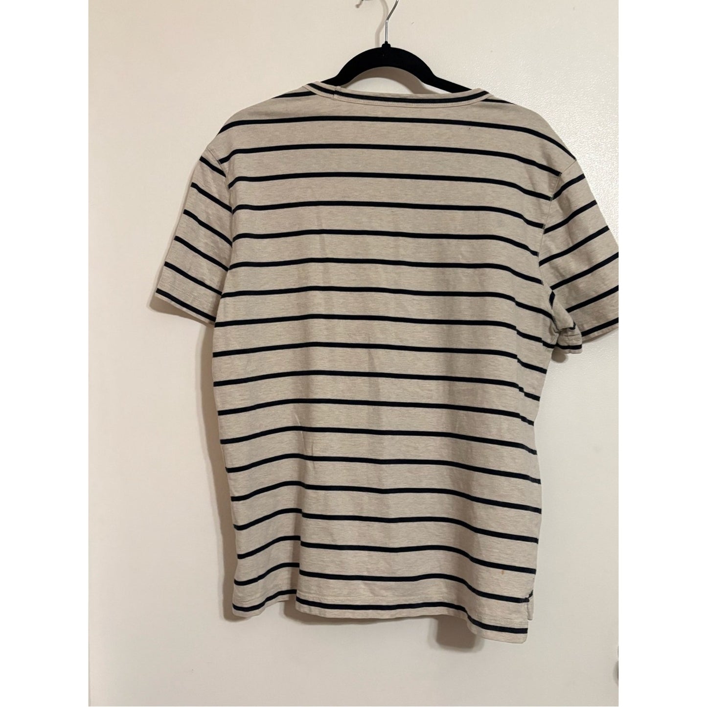 Banana Republic Cream and Black Striped Short Sleeve Tee