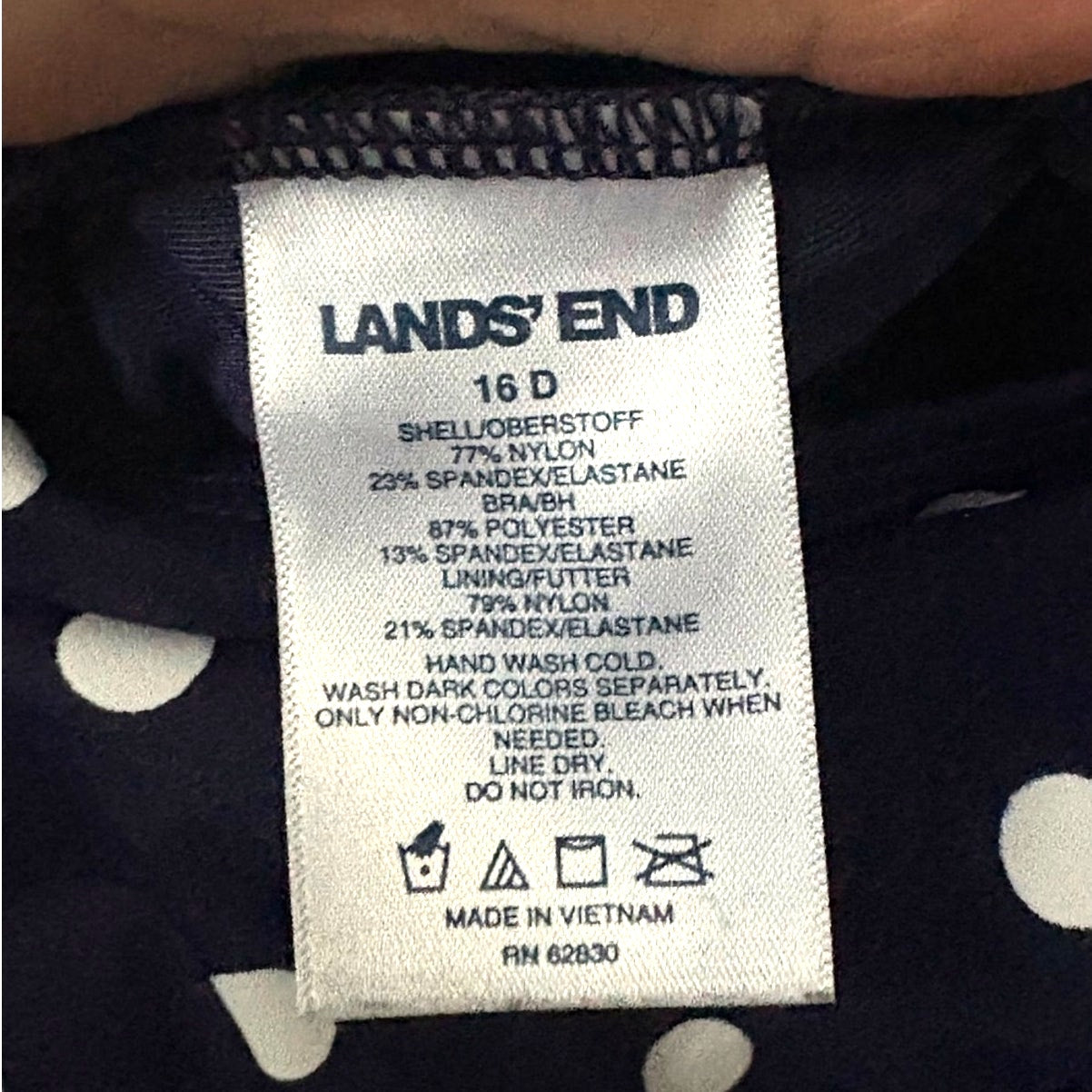 Lands' End Navy and White Polka Dot Adjustable Strap Tank