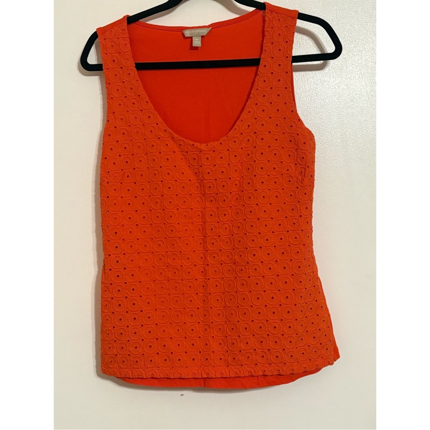 Banana Republic Bright Orange Eyelet Scoop Tank
