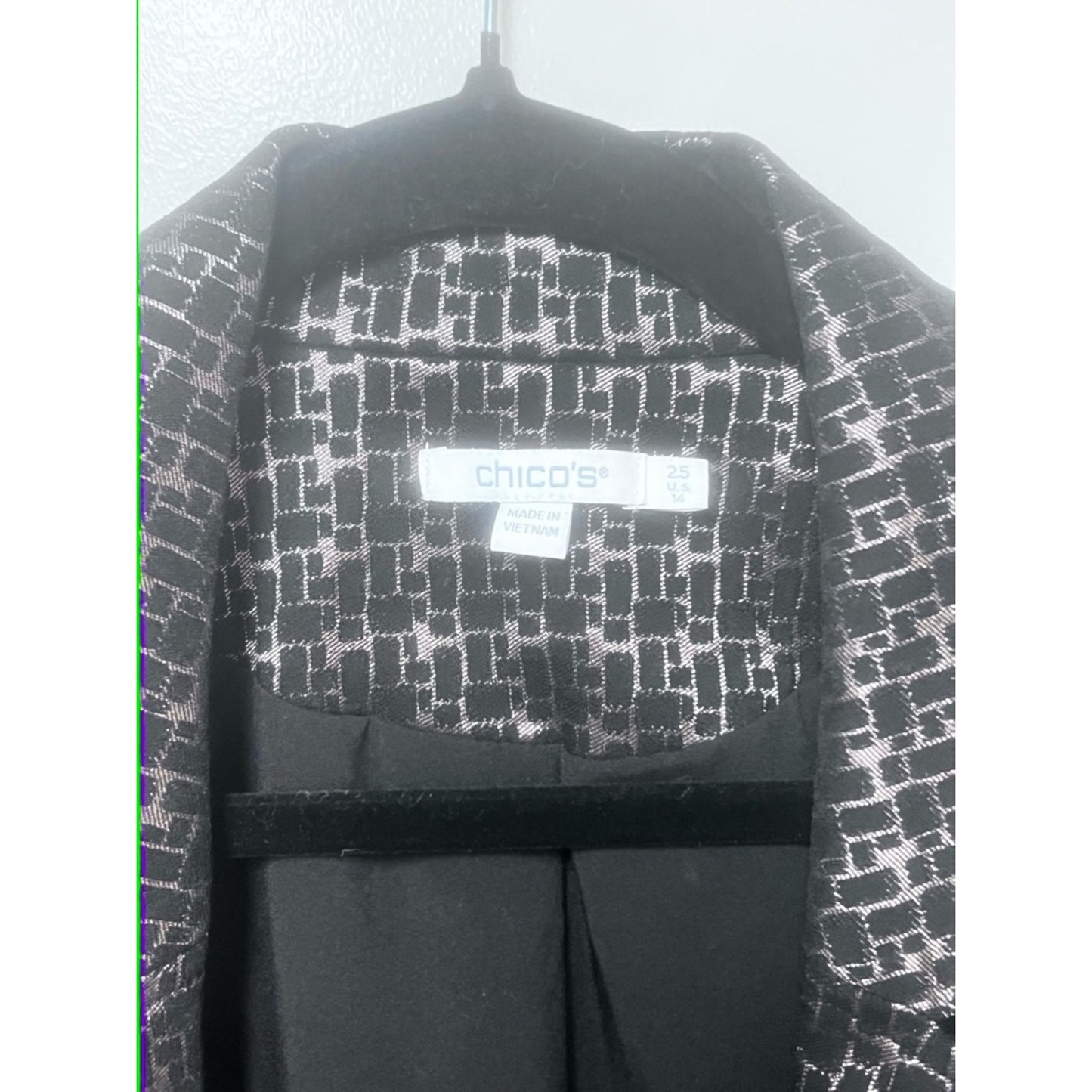 Chico's Black and Silver Metallic Tweed Blazer