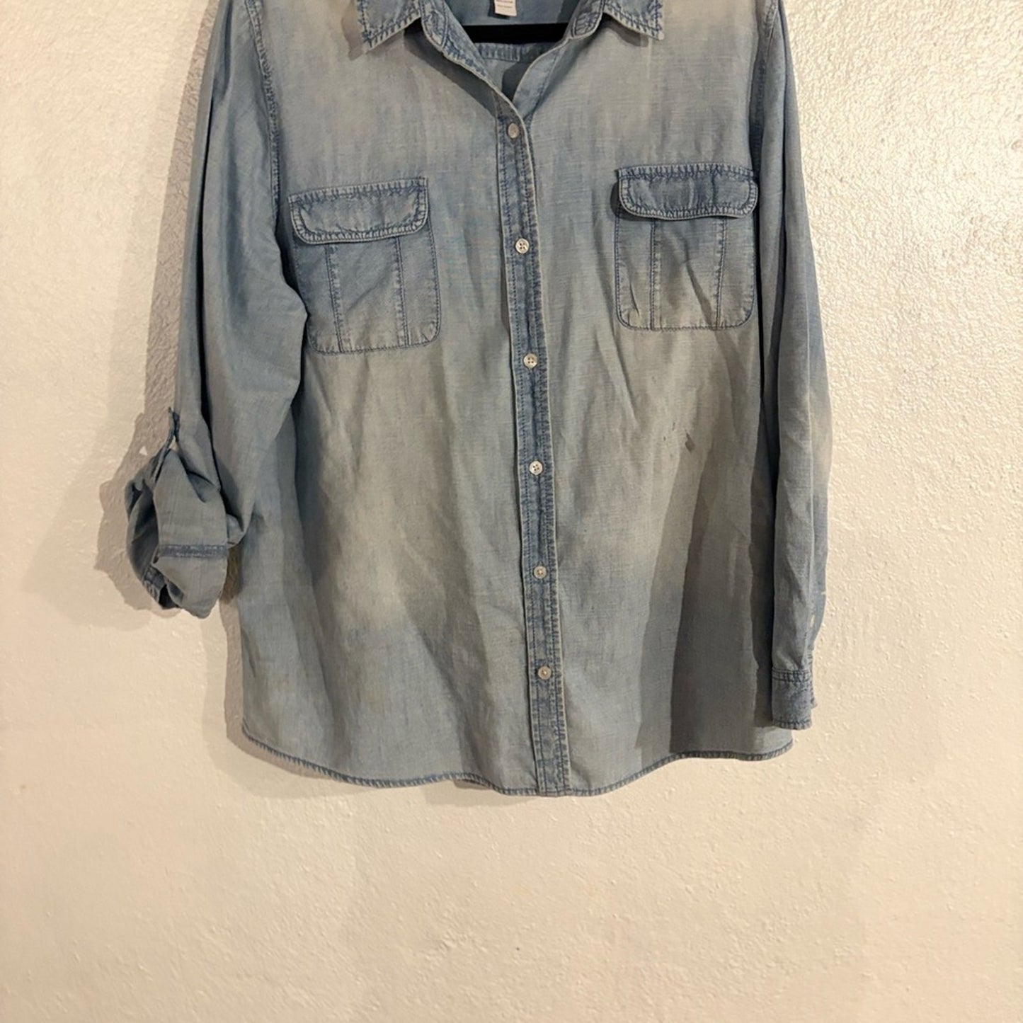 Chico's Light Wash Denim Button-Down Shirt