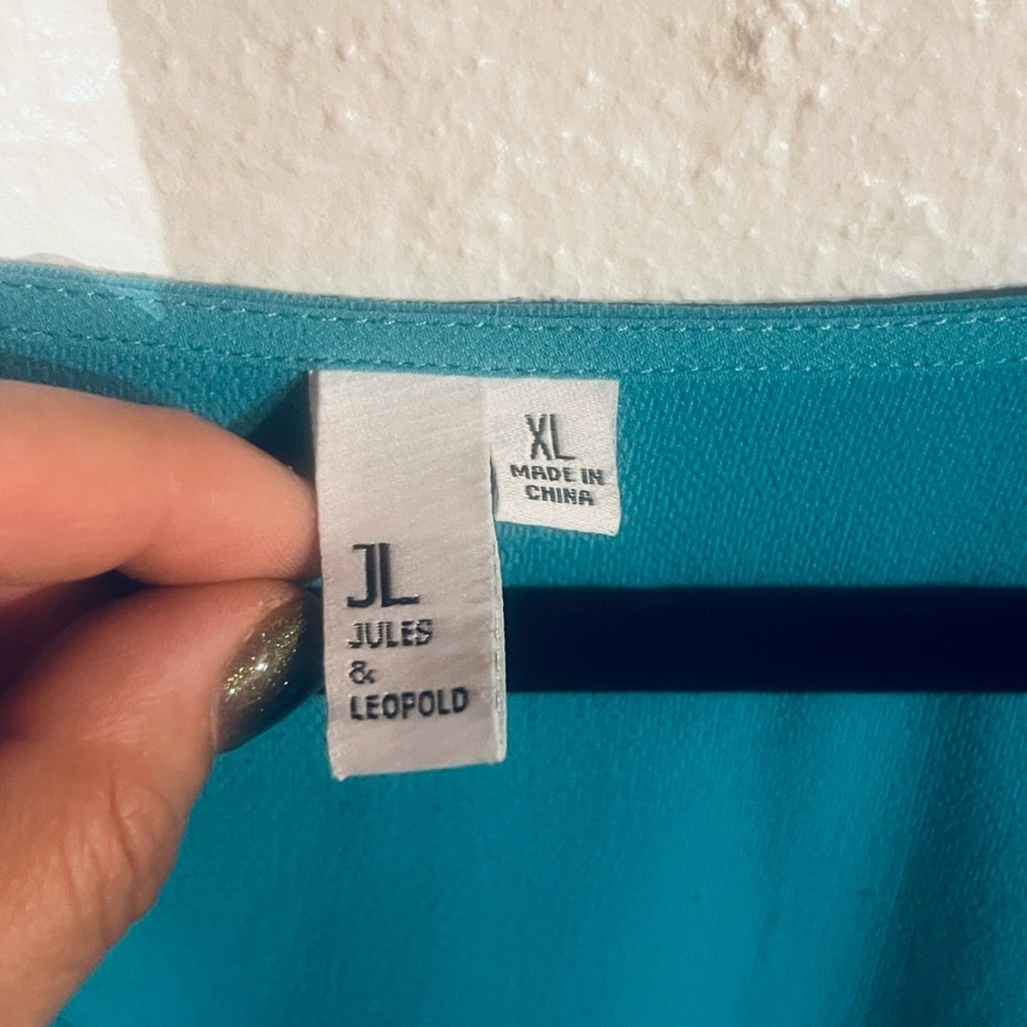 Jules & Leopold Teal V-Neck Tie-Front Tunic