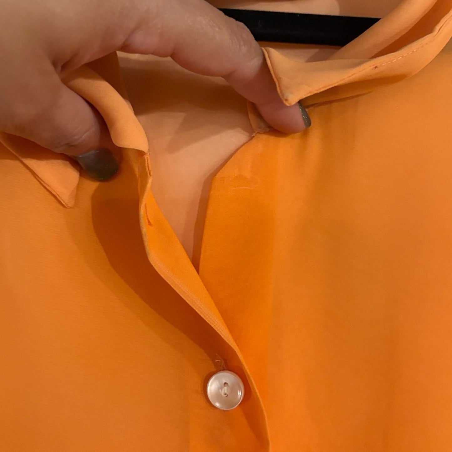 Lane Bryant Orange Sheer Button-Front Blouse