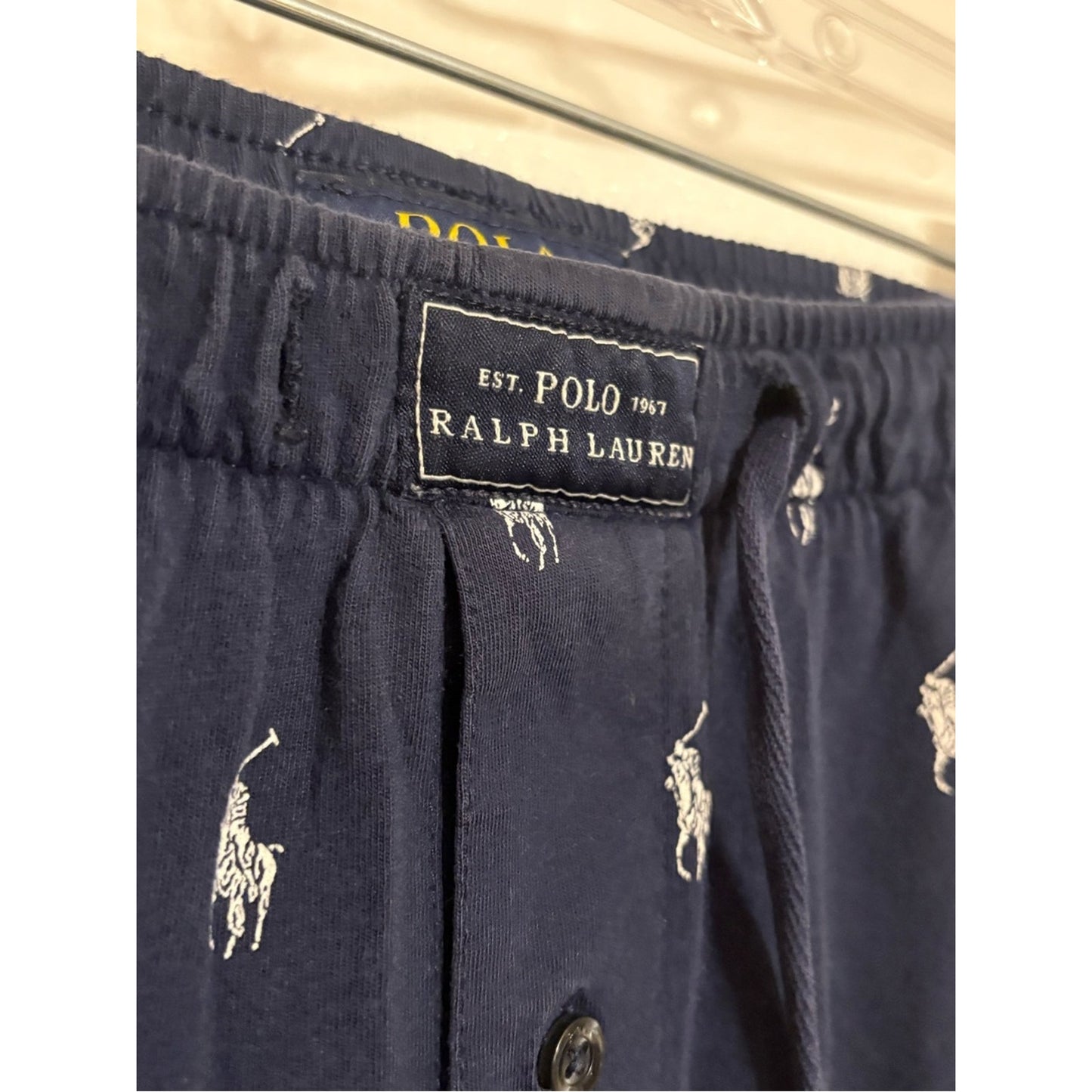 Ralph Lauren Navy Lounge Pants with White Polo Pony Embroidery