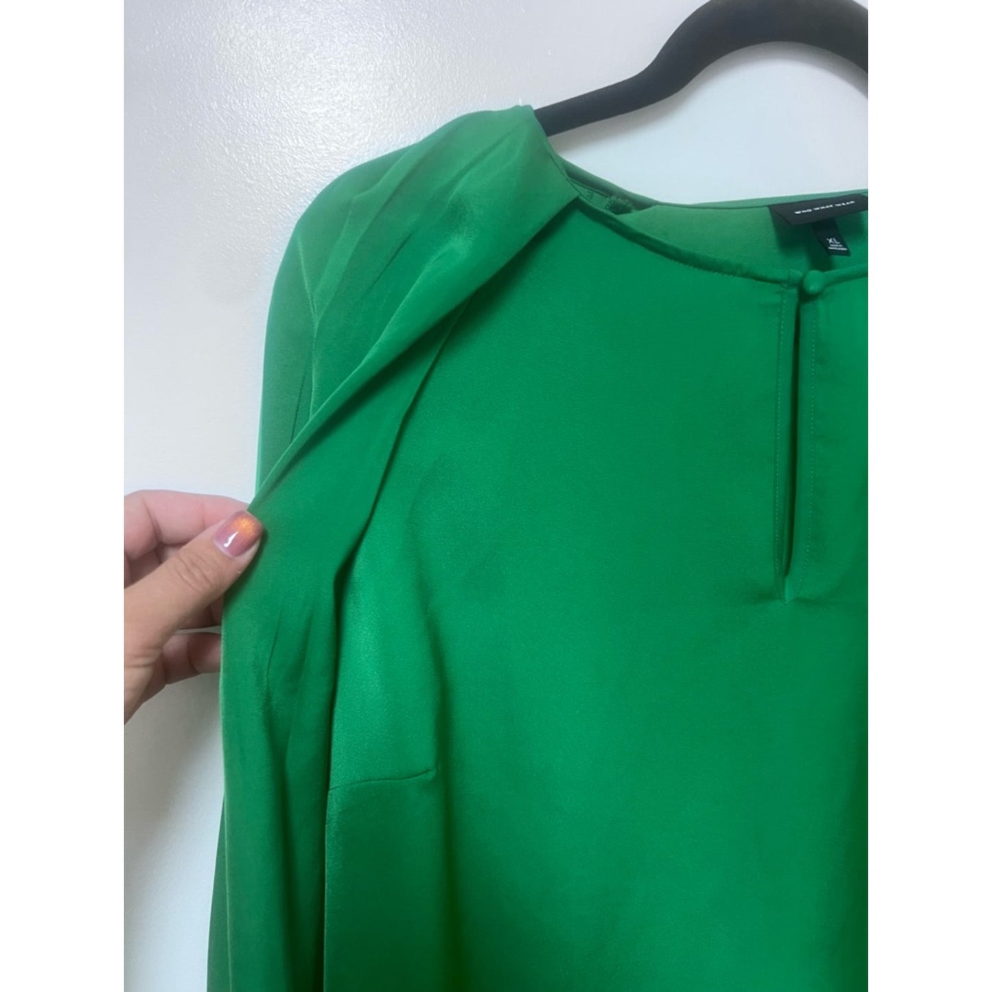 Who What Wear Emerald Green Long-Sleeve Blouse