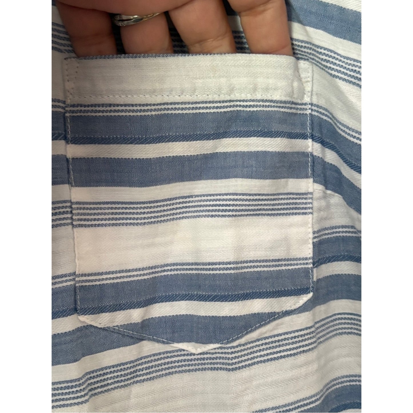 a new day Blue & White Striped Button-Down Shirt - Lightweight Relaxed Fit