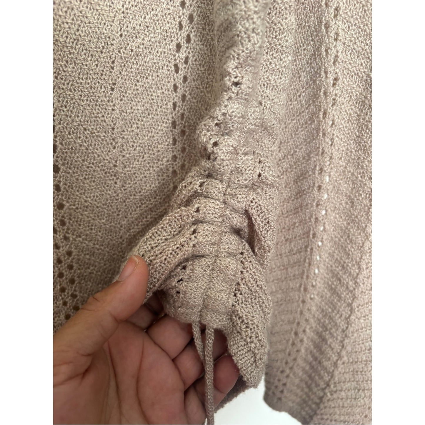 NY Collection Beige Scoop Neck Knit Sweater