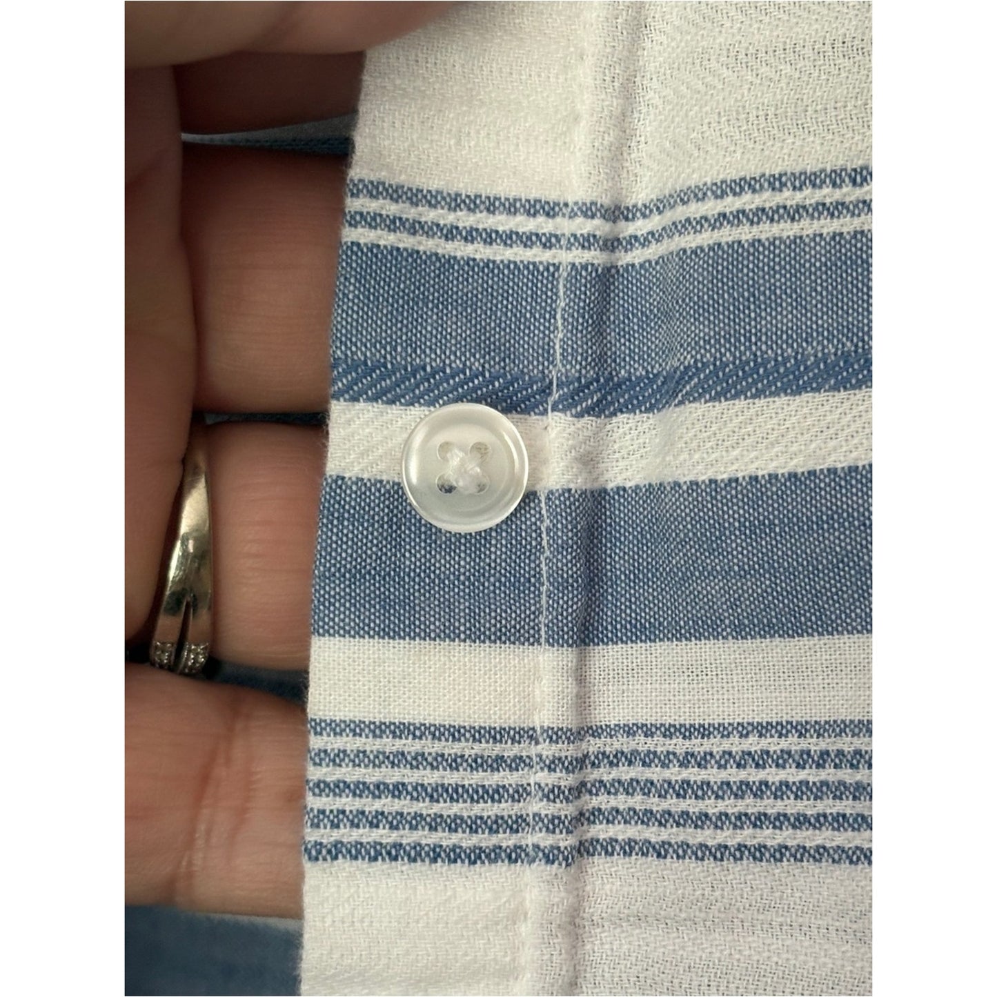 a new day Blue & White Striped Button-Down Shirt - Lightweight Relaxed Fit
