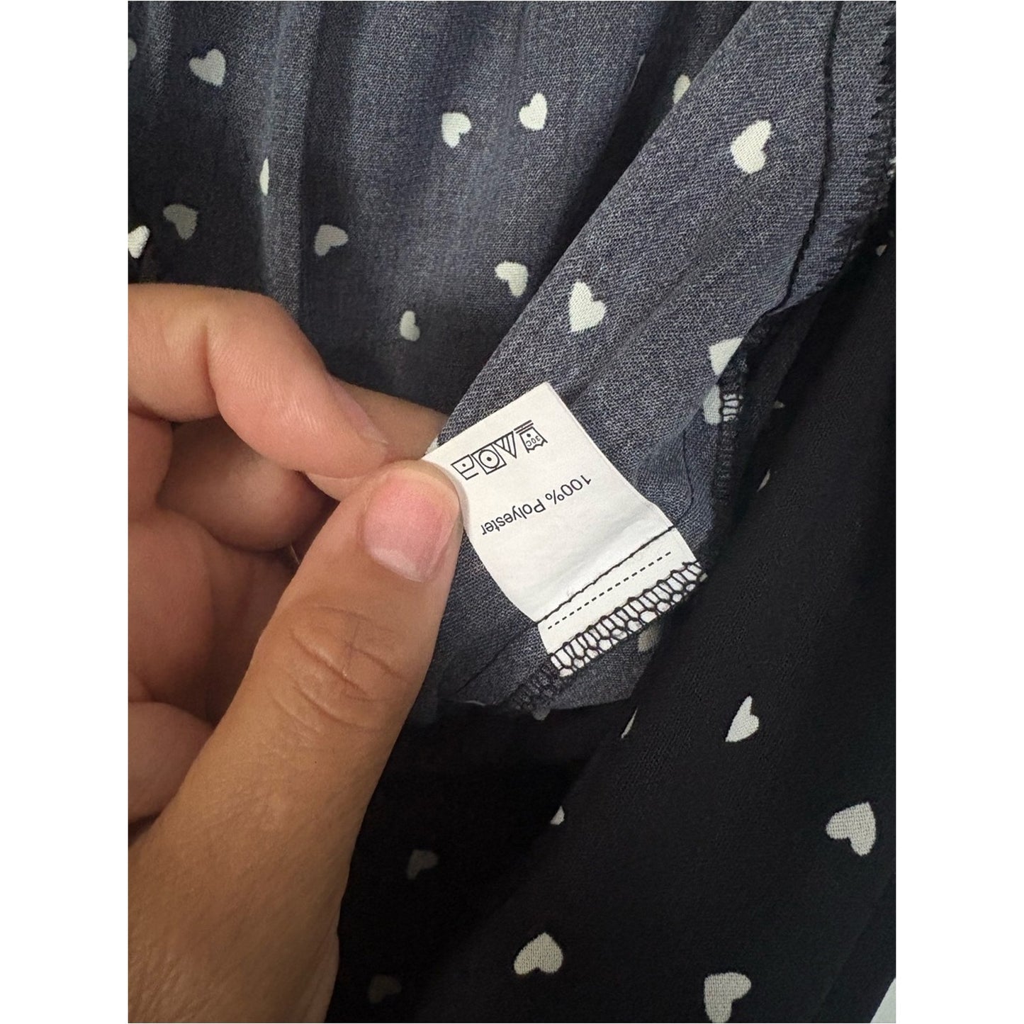 SHEIN Black Midi Dress with White Heart Print
