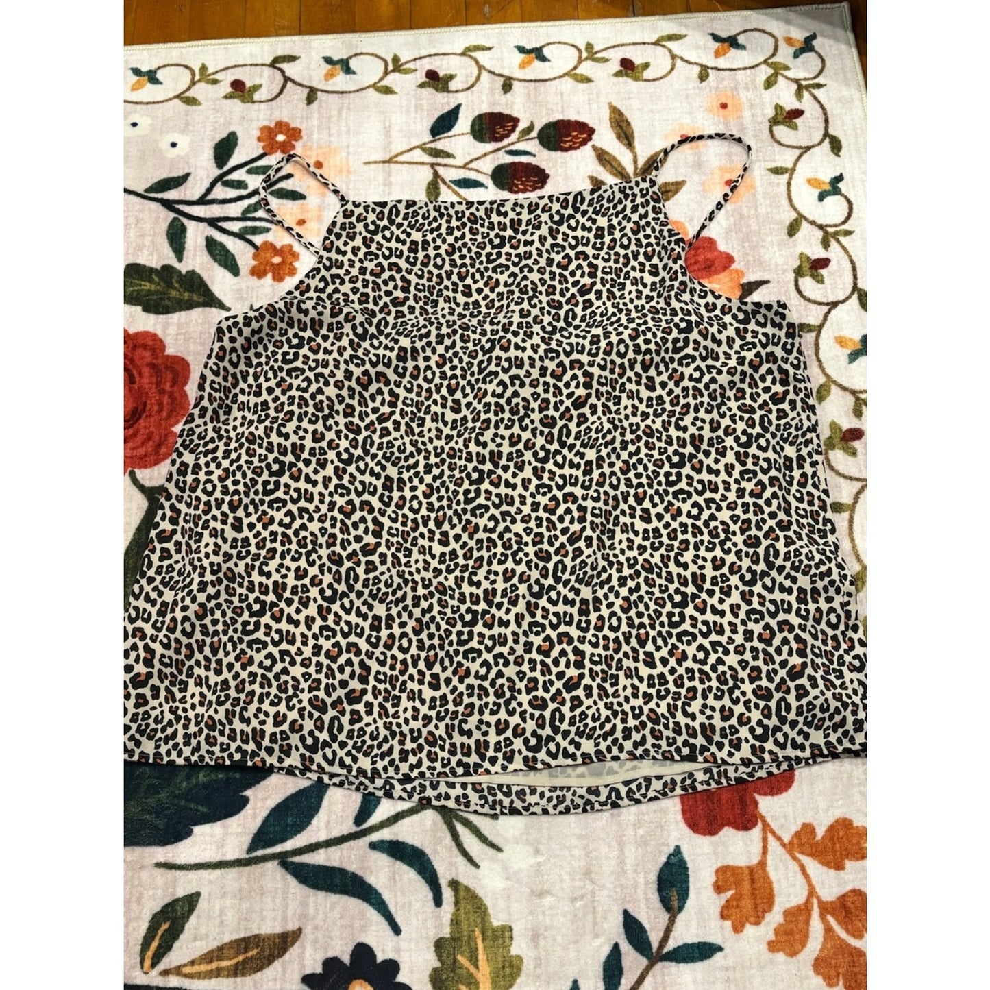 LOFT Beige and Black Leopard Print A-Line Skirt