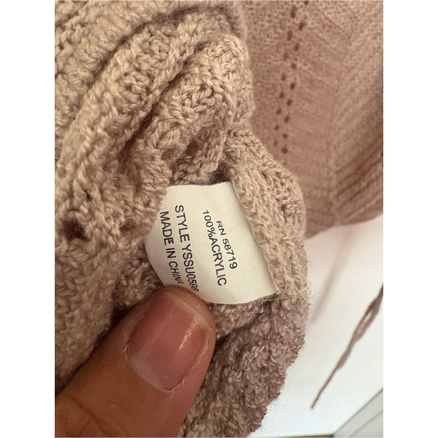 NY Collection Beige Scoop Neck Knit Sweater