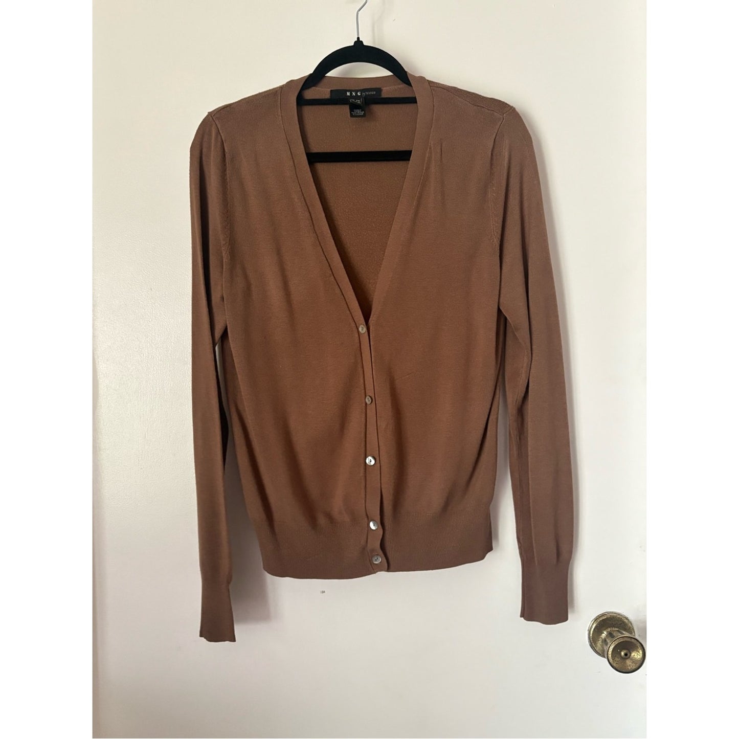 Mango Brown V-Neck Button Cardigan