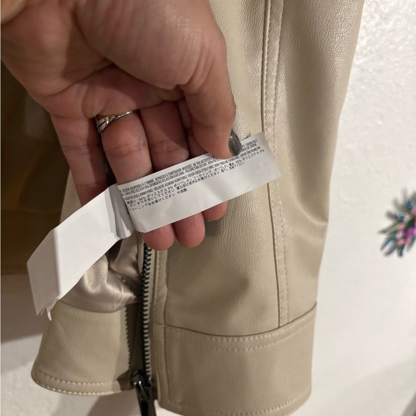Forever 21 Beige Faux Leather Zip Jacket