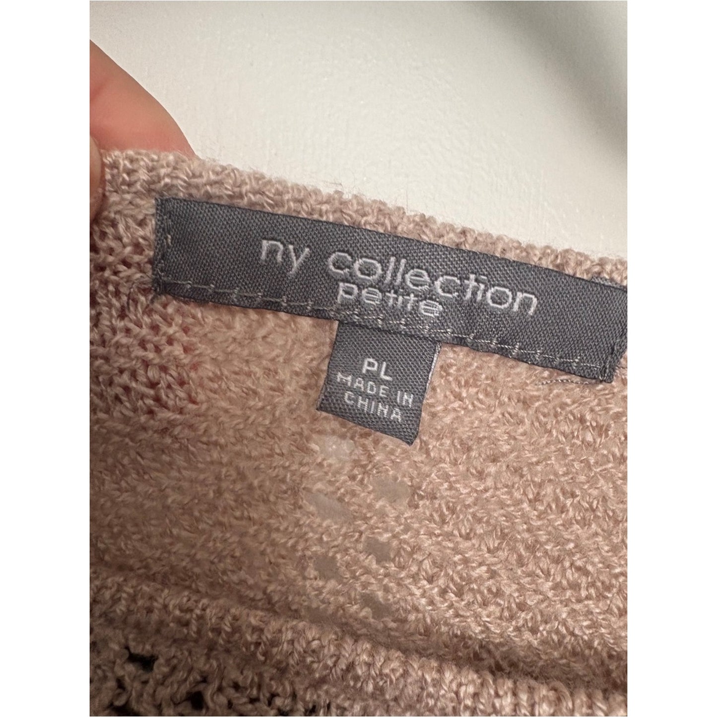 NY Collection Beige Scoop Neck Knit Sweater