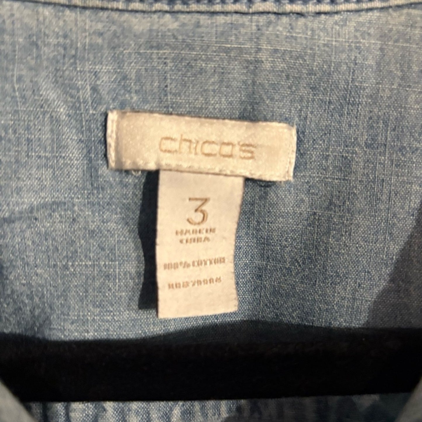 Chico's Light Wash Denim Button-Down Shirt