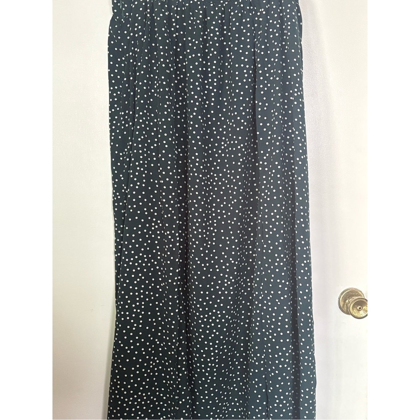 SHEIN Black Maxi Skirt with White Polka Dots