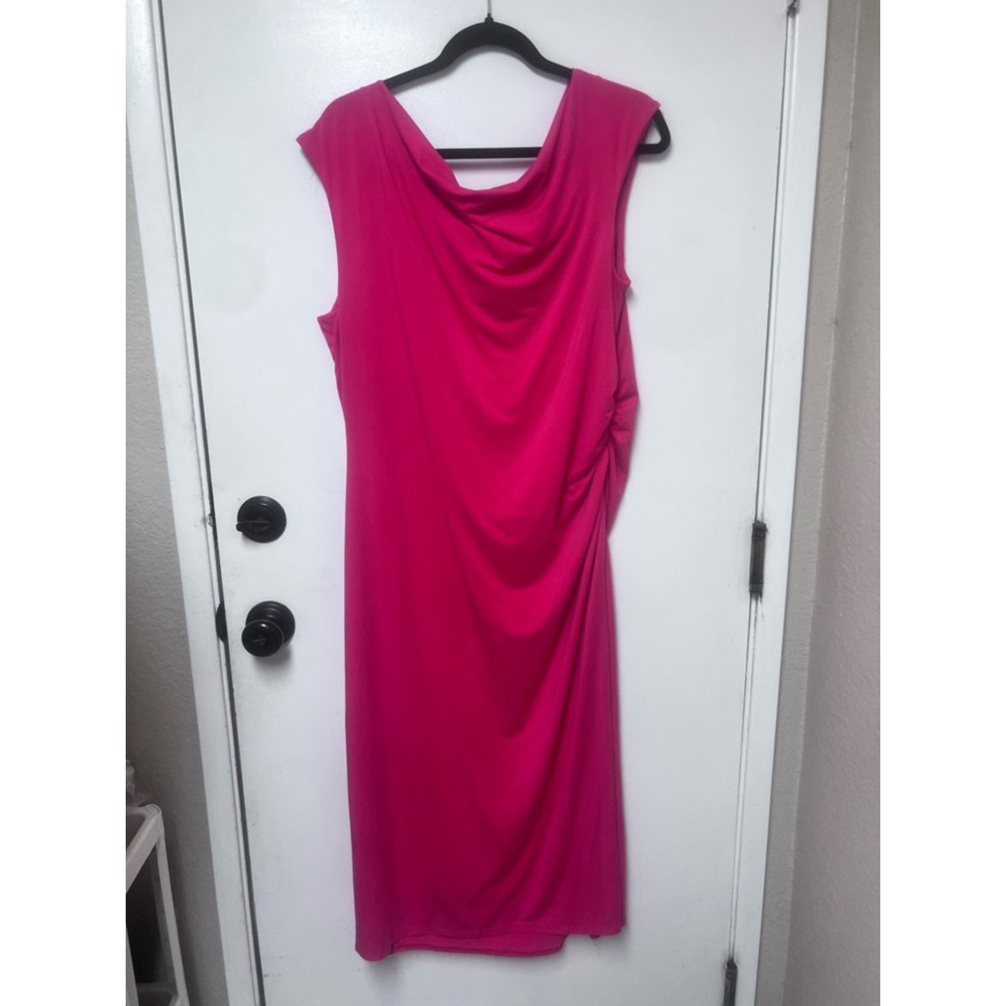 a new day Sleeveless Cowl Neck Midi Dress in Fuchsia