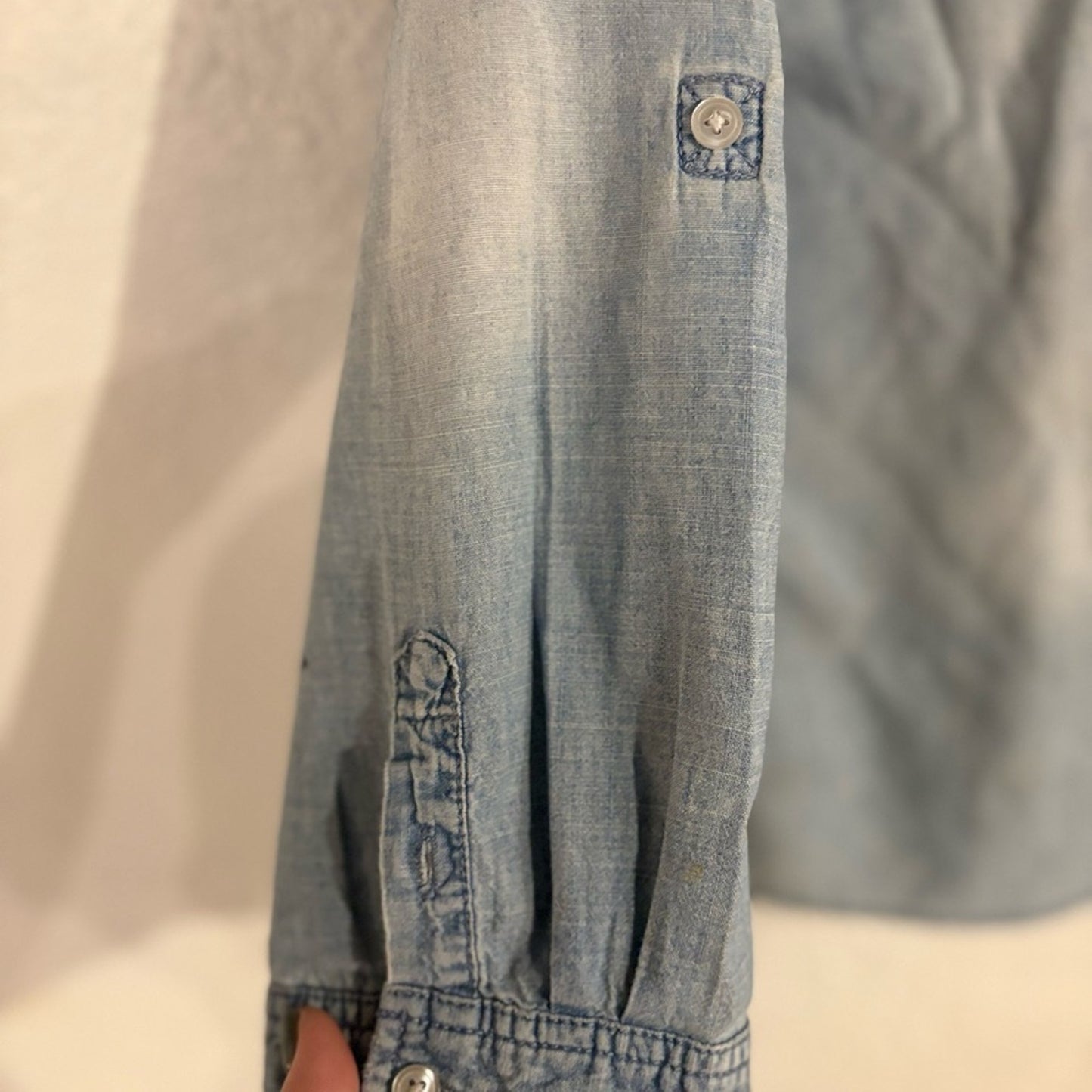 Chico's Light Wash Denim Button-Down Shirt