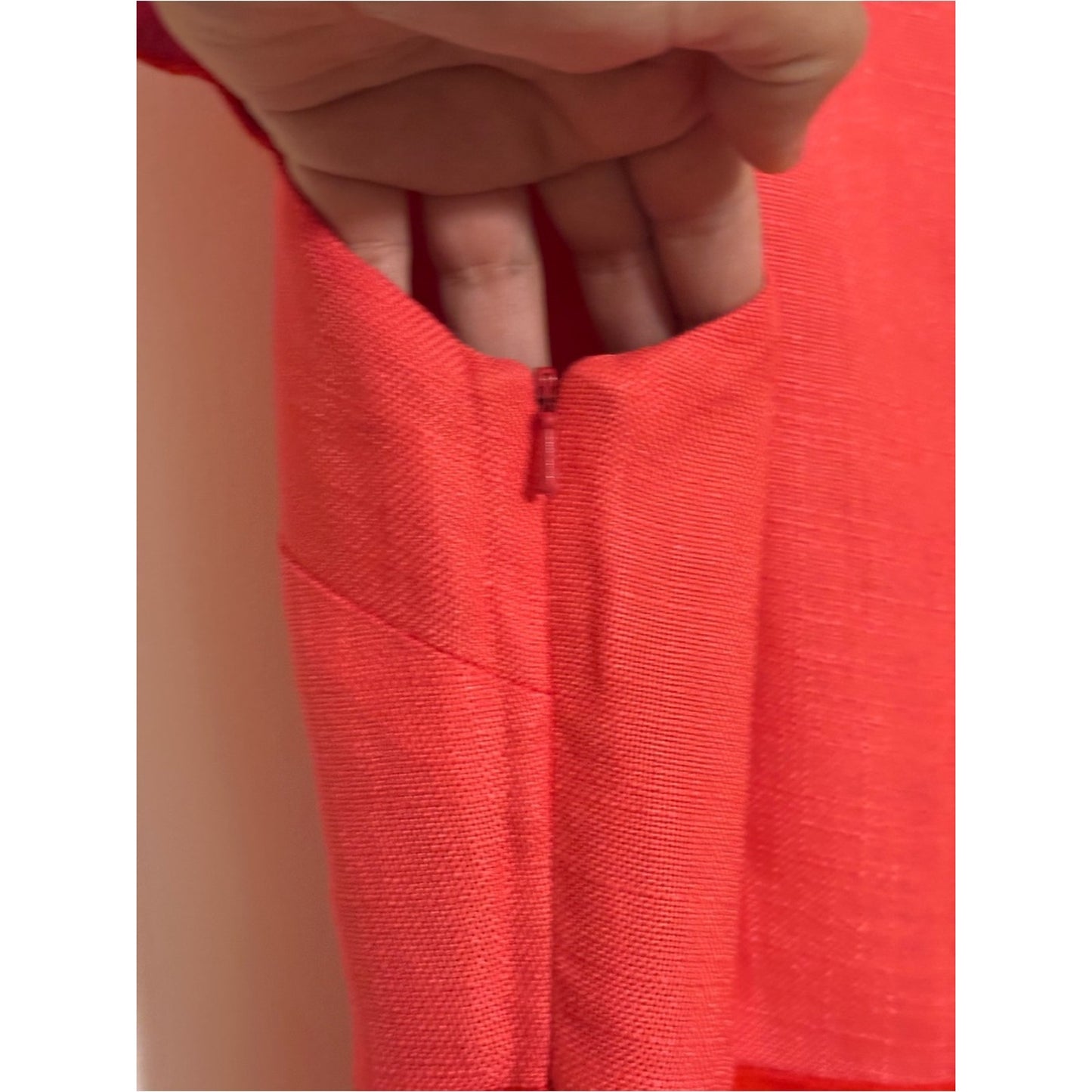 Boden Coral and Red Colorblock Midi Dress